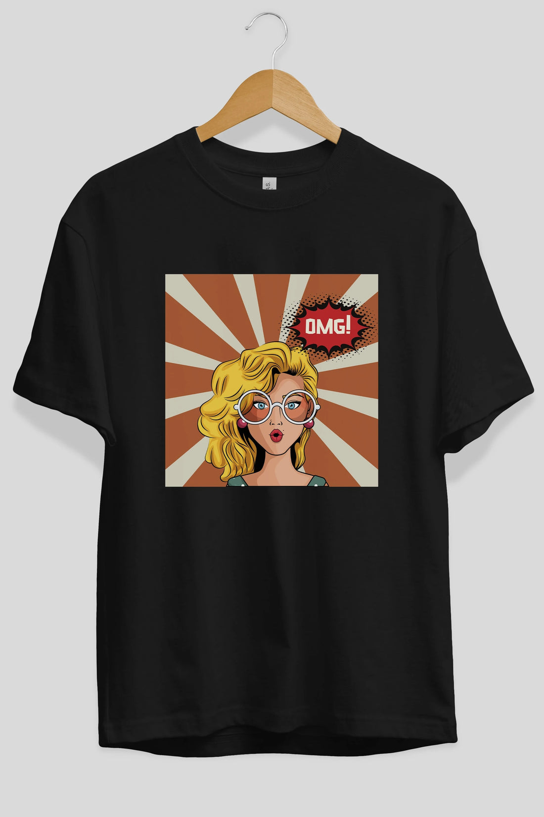 OMG Yazılı Retro Ön Baskılı Oversize t-shirt Erkek Kadın Unisex