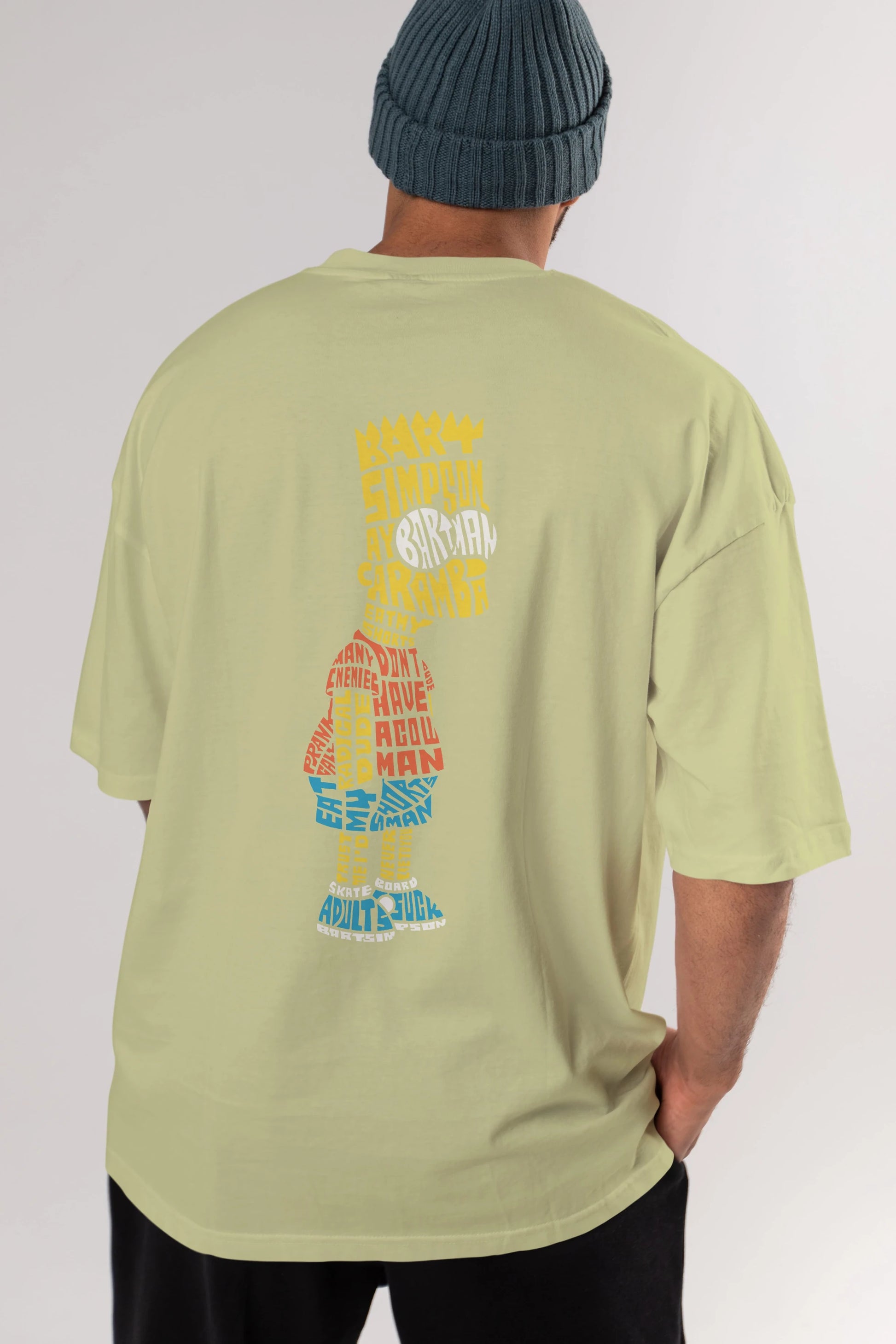 Bart Simpson Arka Baskılı Oversize t-shirt %100 pamuk Erkek Kadın Unisex