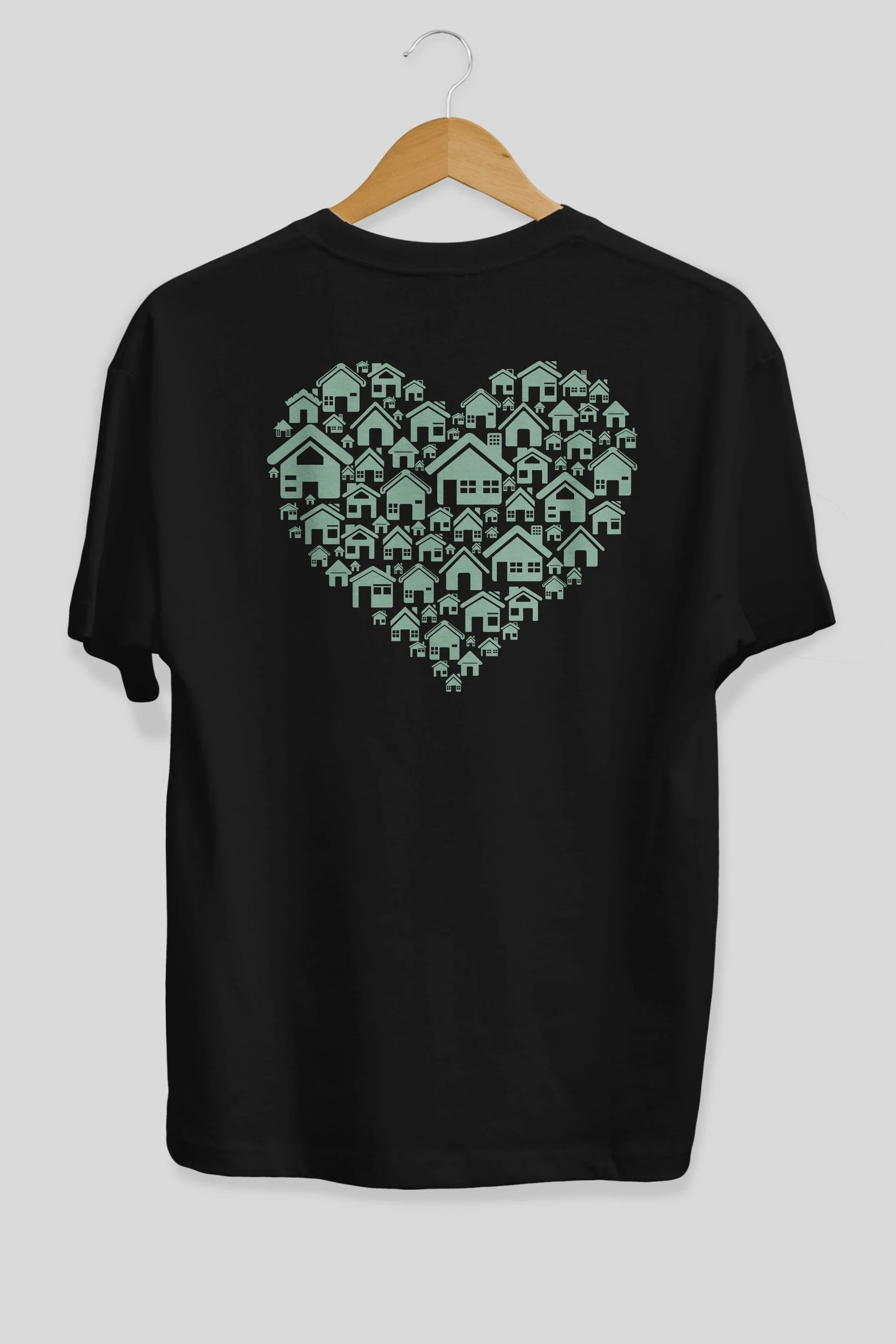 Home Heart Arka Baskılı Oversize t-shirt %100 pamuk Erkek Kadın Unisex