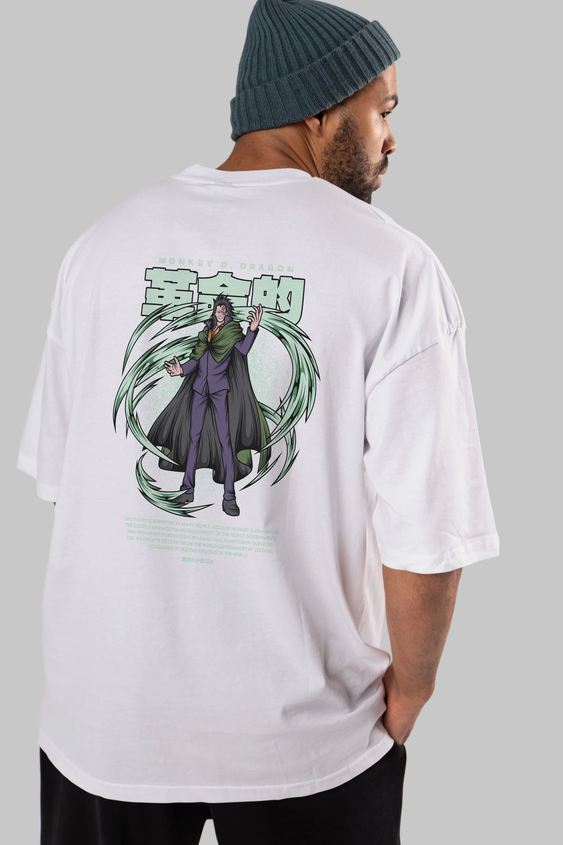 Monkey D. Dragon Anime Arka Baskılı Oversize t-shirt Erkek Kadın Unisex