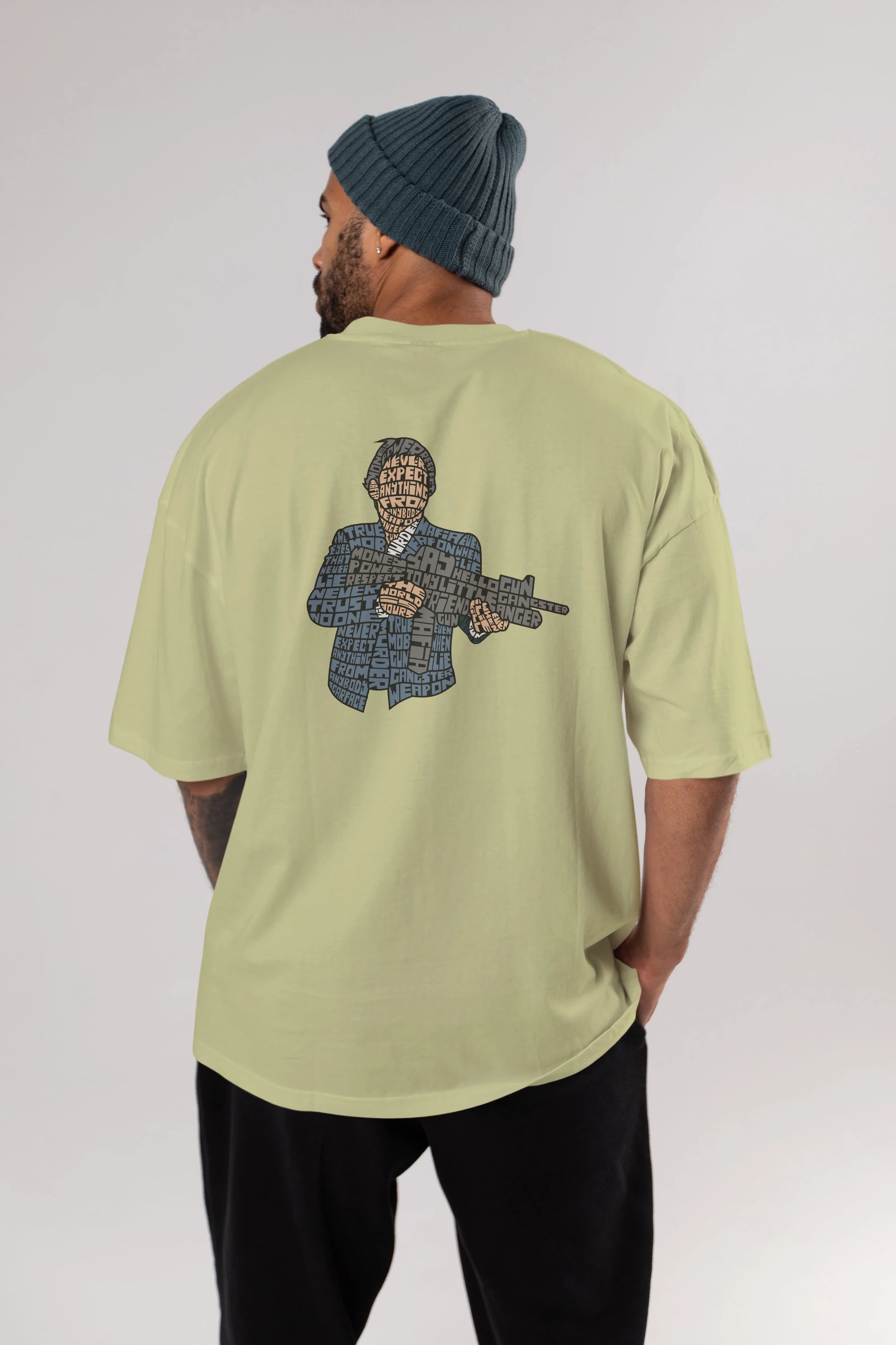 Mafia Arka Baskılı Oversize t-shirt %100 pamuk Erkek Kadın Unisex