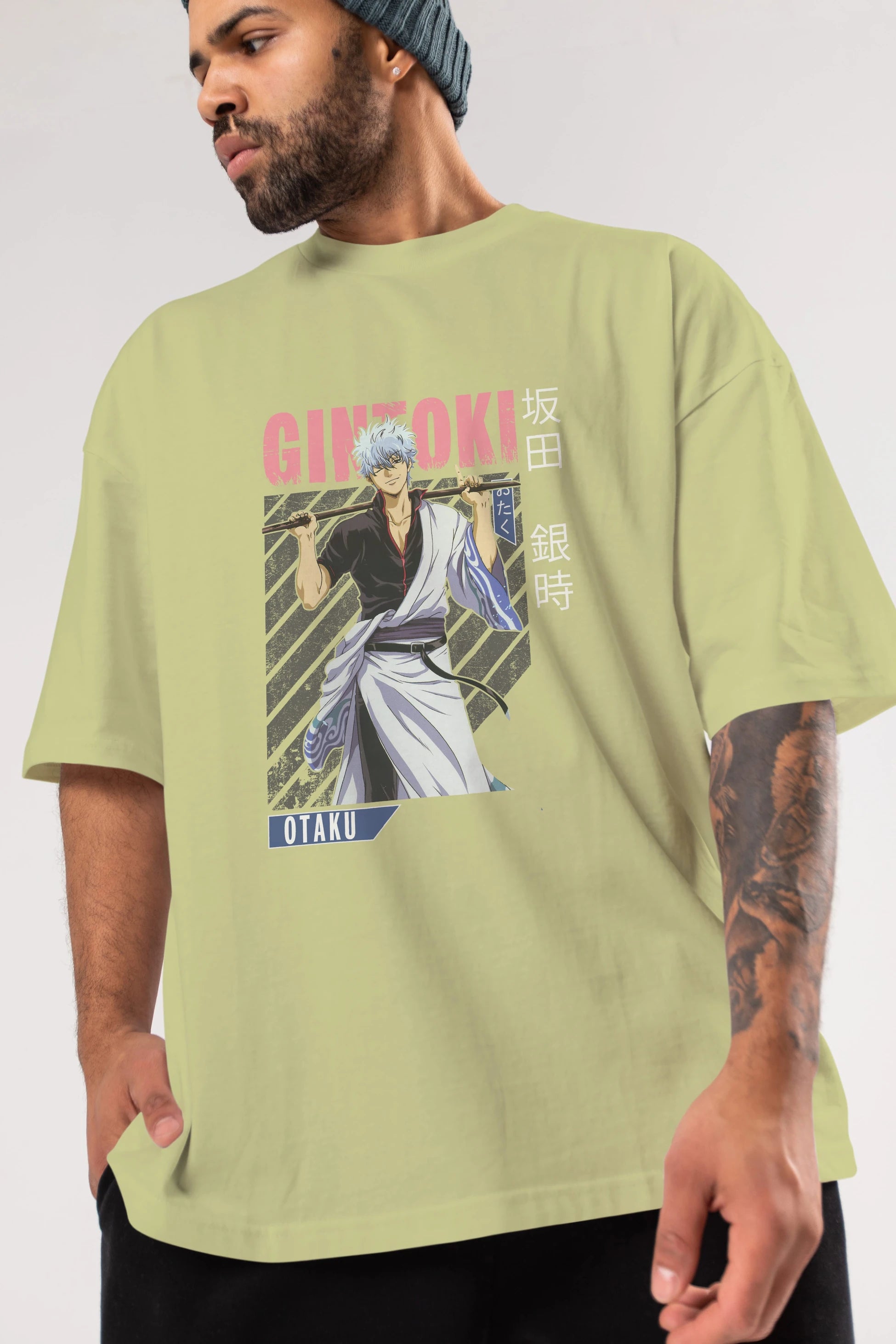 Gintoki Sakata GINTAMA 3 Anime Ön Baskılı Oversize t-shirt %100 pamuk Erkek Kadın Unisex