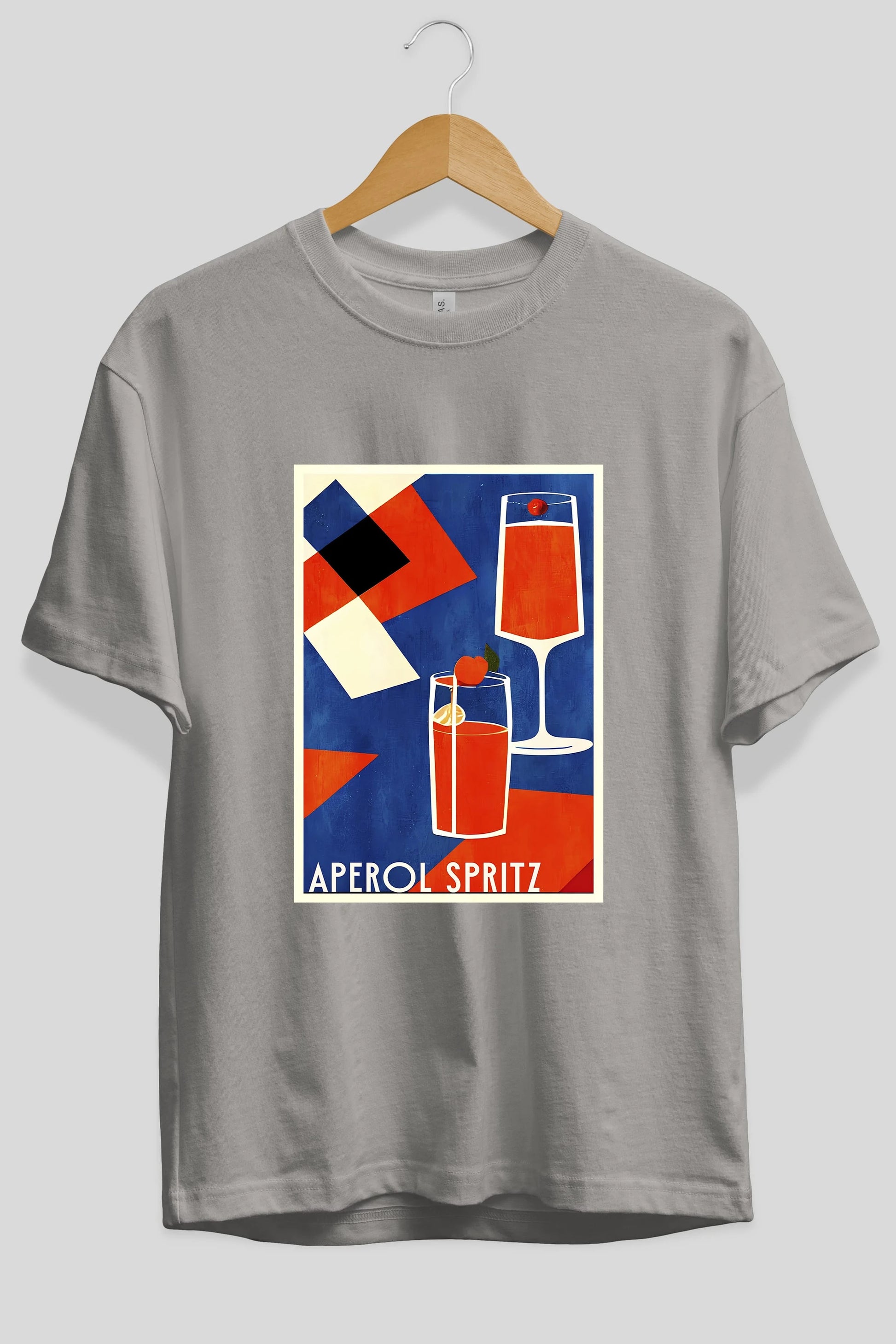 Aperol Spritz 4 Ön Baskılı Oversize t-shirt Erkek Kadın Unisex %100 Pamuk Bisiklet Yaka tişort