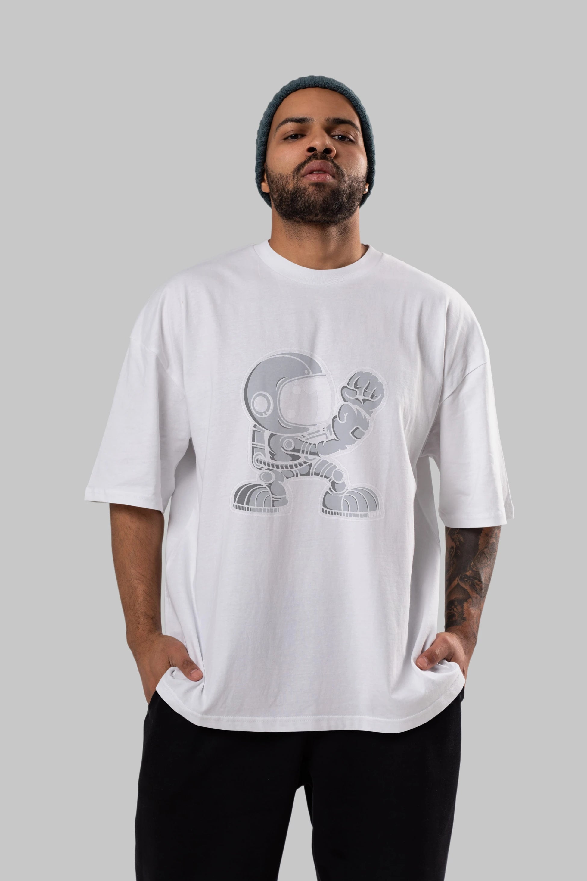 Astronaut Fighting Irish Ön Baskılı Oversize t-shirt Erkek Kadın Unisex