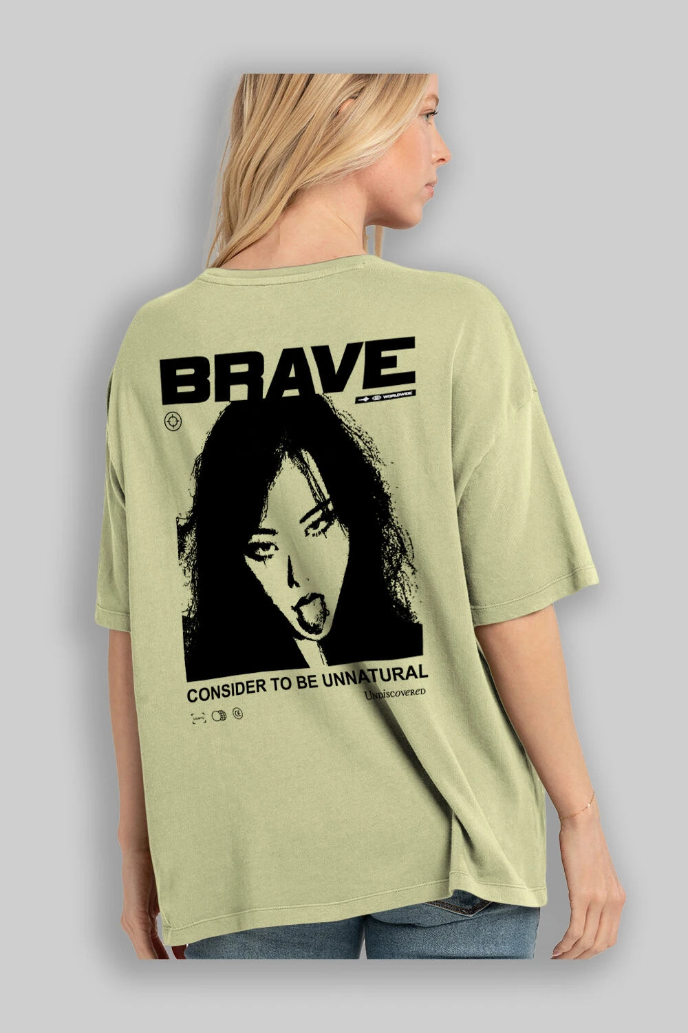 Brave Arka Baskılı Oversize t-shirt Erkek Kadın Unisex