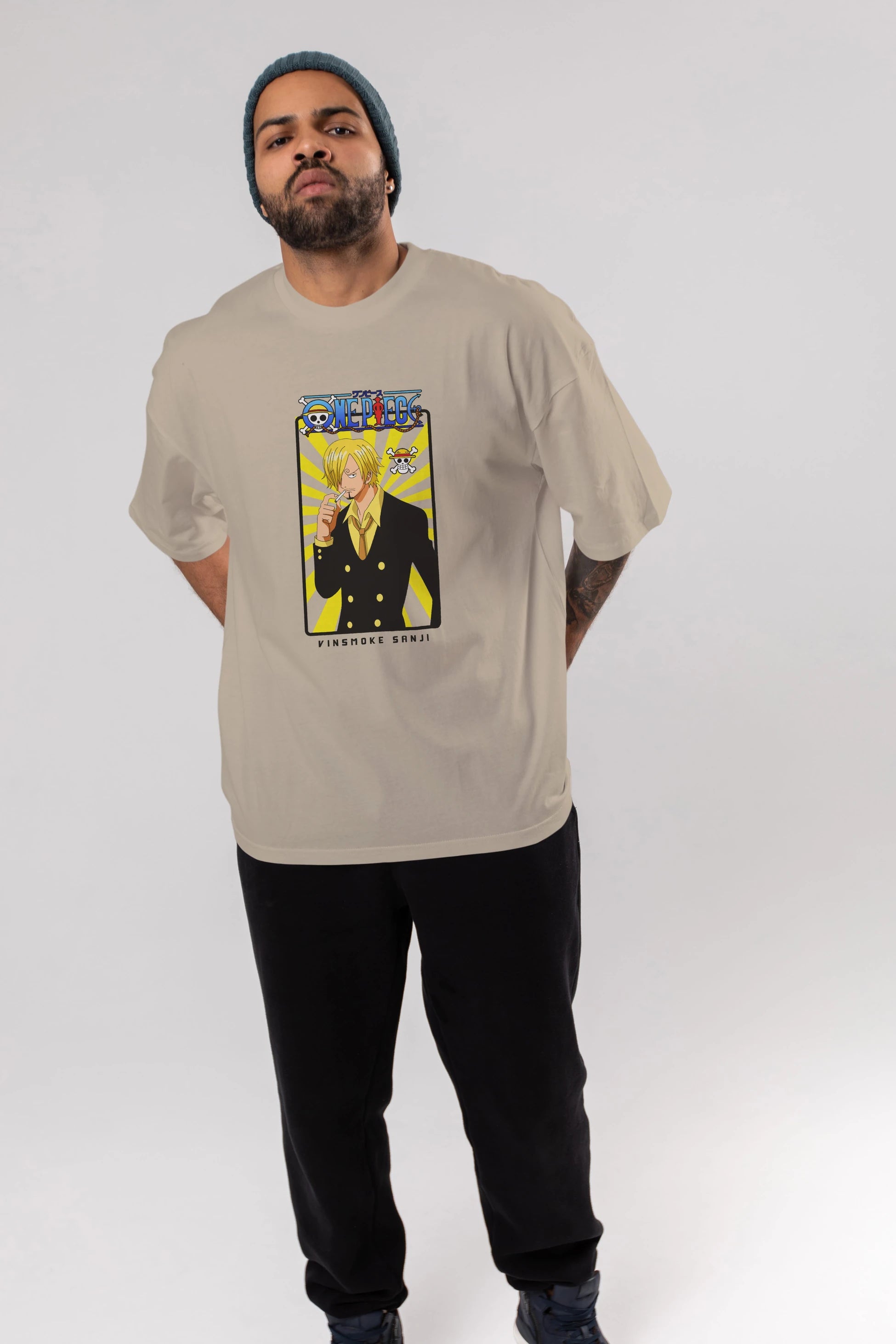 Sanji 4 Anime Ön Baskılı Oversize t-shirt Erkek Kadın Unisex