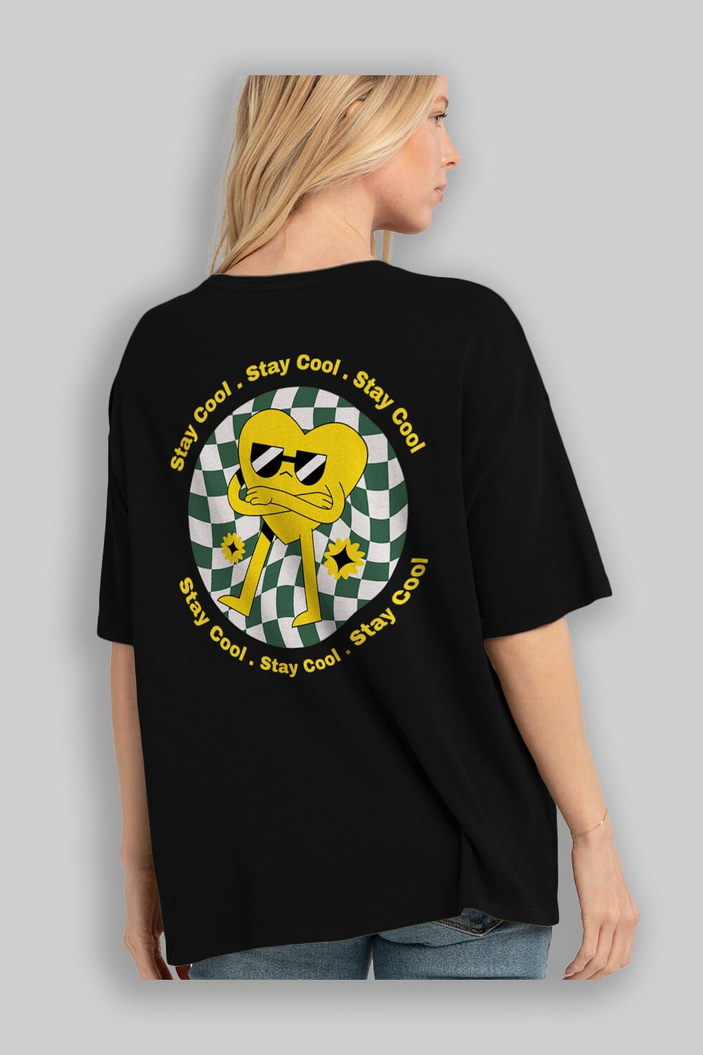 Stay Cool Yazılı Arka Baskılı Oversize t-shirt Erkek Kadın Unisex
