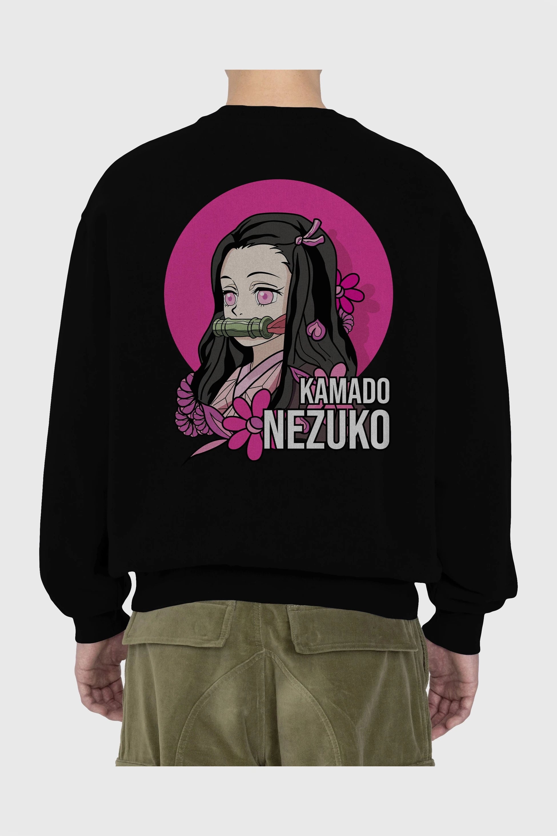 Nezuko Kamado 2 Anime Arka Baskılı Oversize Sweatshirt Erkek Kadın Unisex