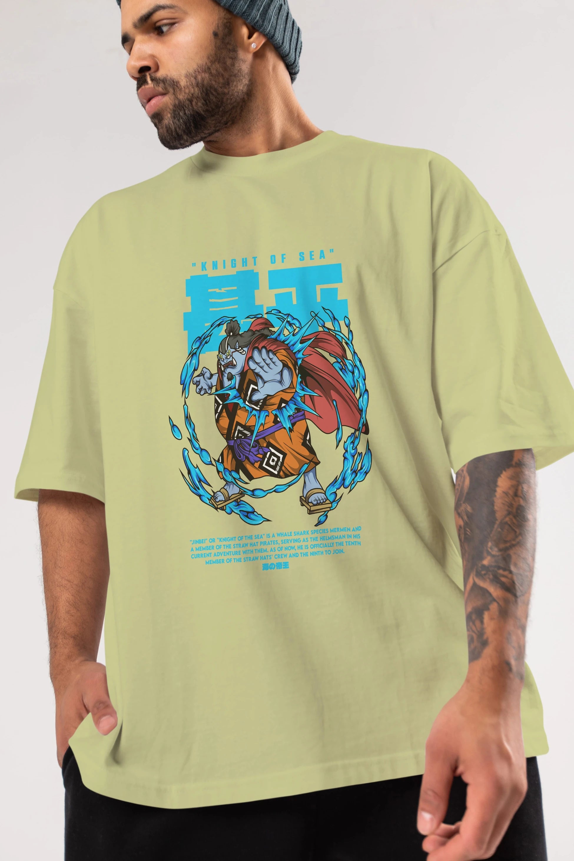 Jinbei Anime Ön Baskılı Oversize t-shirt %100 pamuk Erkek Kadın Unisex