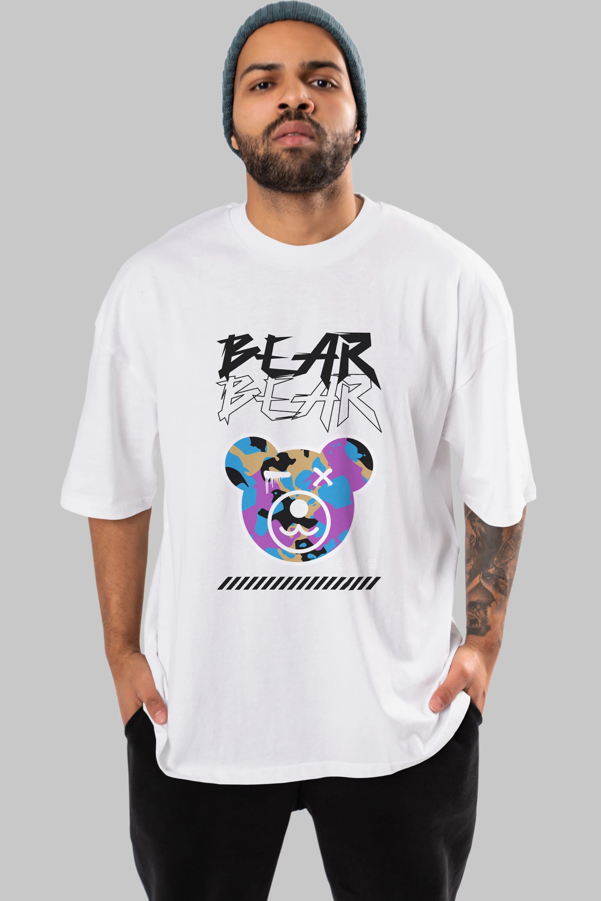 Bear Bear Ön Baskılı Oversize t-shirt Erkek Kadın Unisex