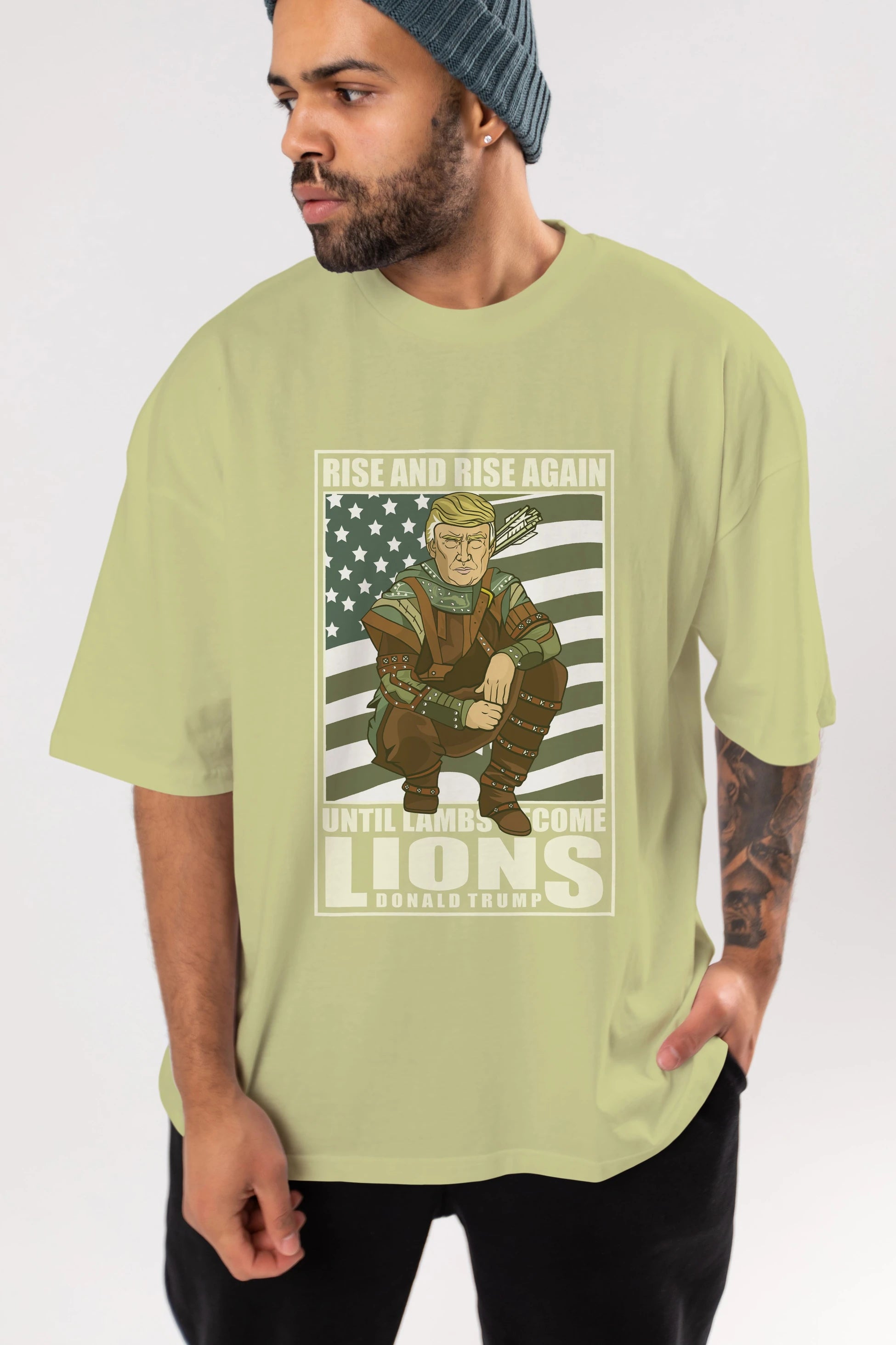 Robin Hood Trump Ön Baskılı Oversize t-shirt Erkek Kadın Unisex %100 Pamuk tişort