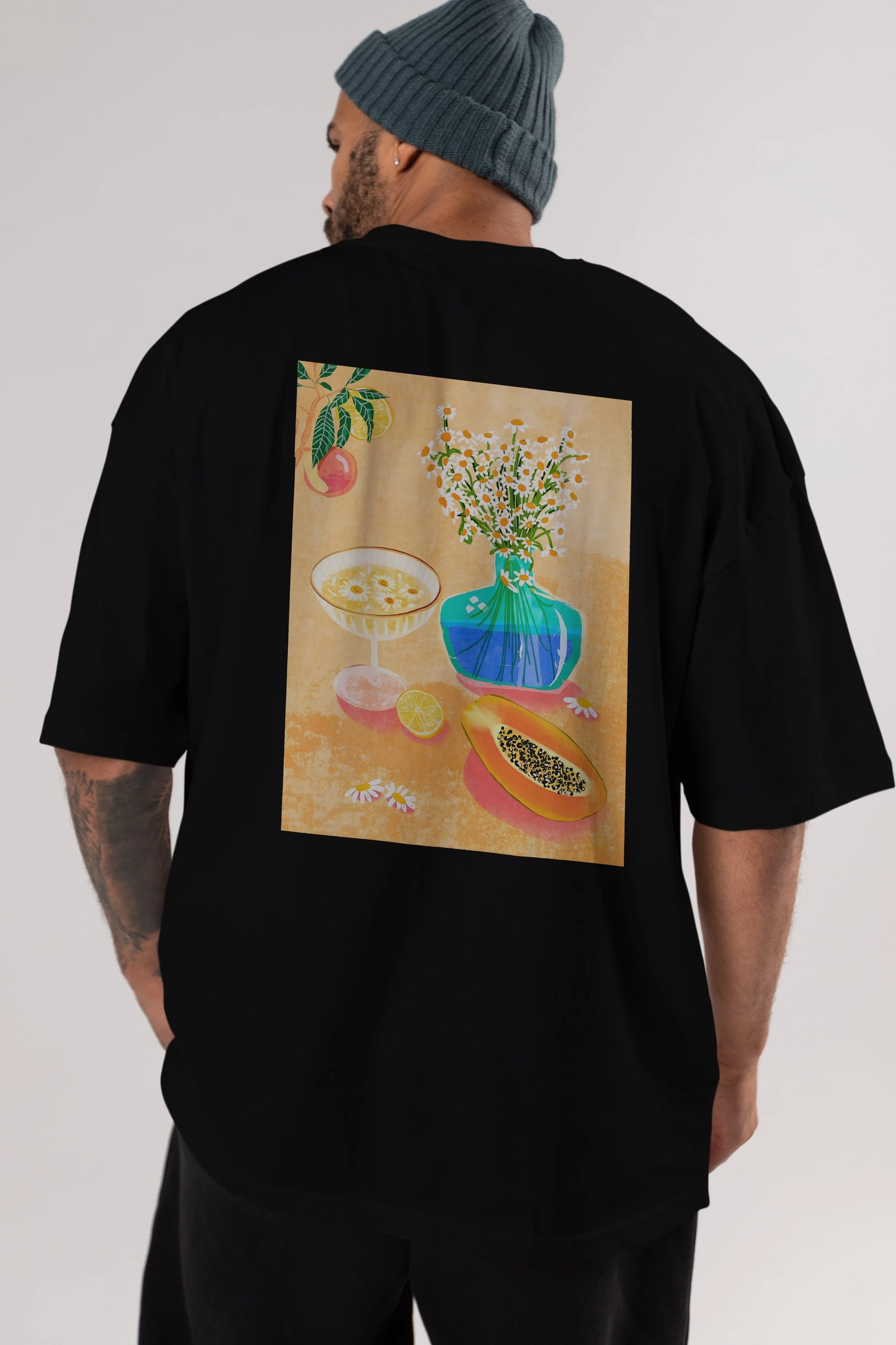 Cheers 2 Arka Baskılı Oversize t-shirt Erkek Kadın Unisex %100 Pamuk Bisiklet Yaka tişort