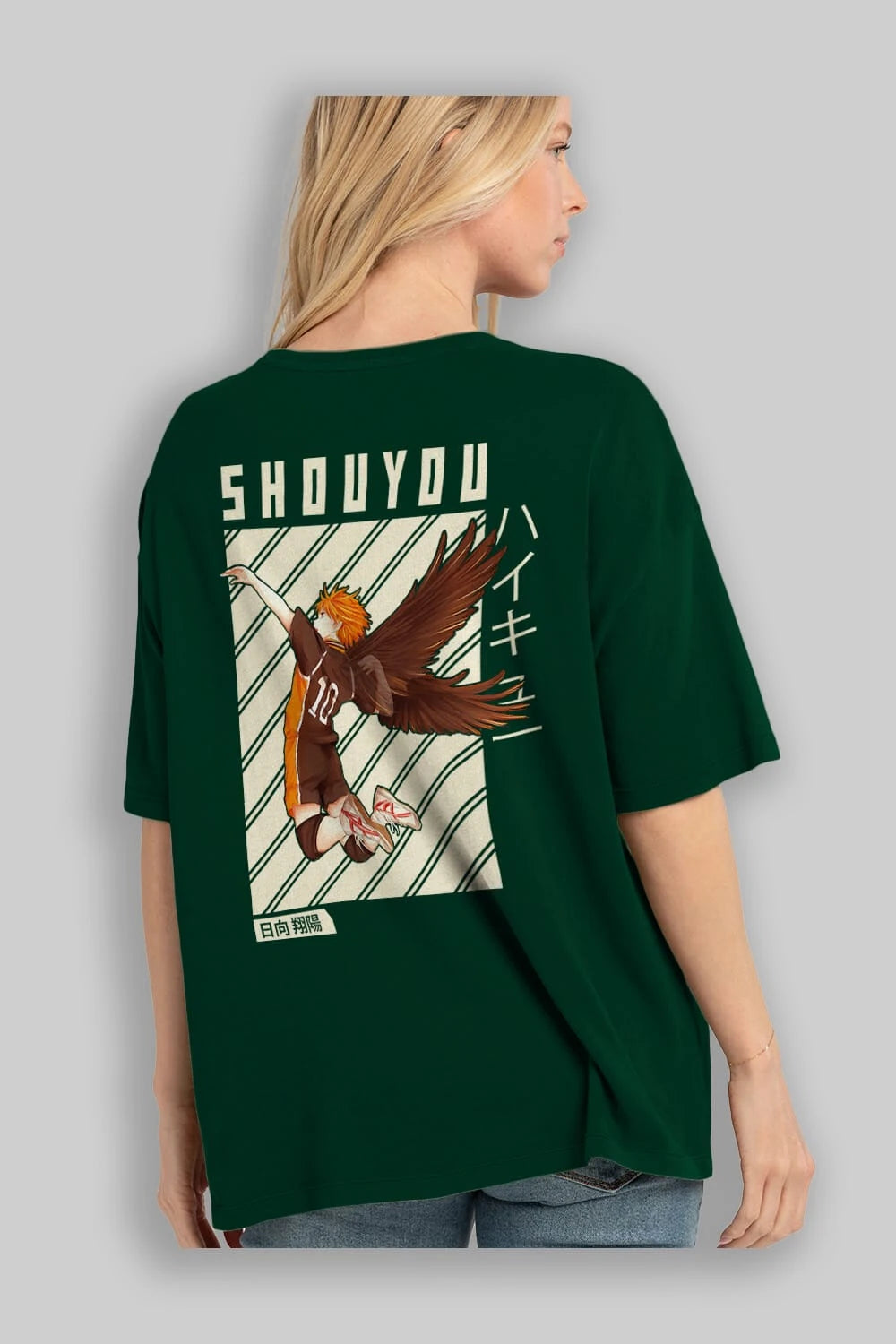 Shouyou Hinata 3 Anime Arka Baskılı Oversize t-shirt Erkek Kadın Unisex