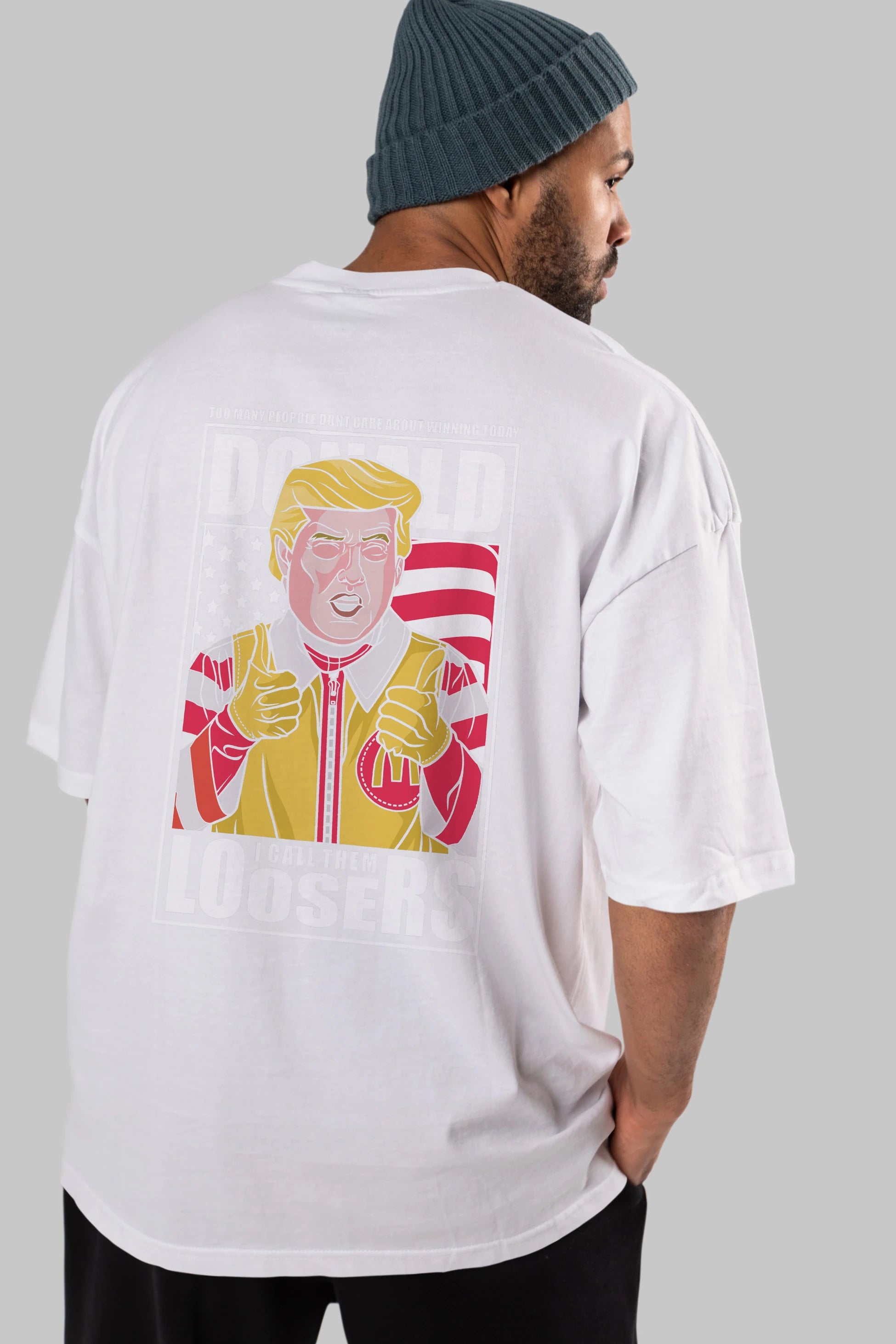 Ronald Trump Arka Baskılı Oversize t-shirt Erkek Kadın Unisex %100 Pamuk tişort
