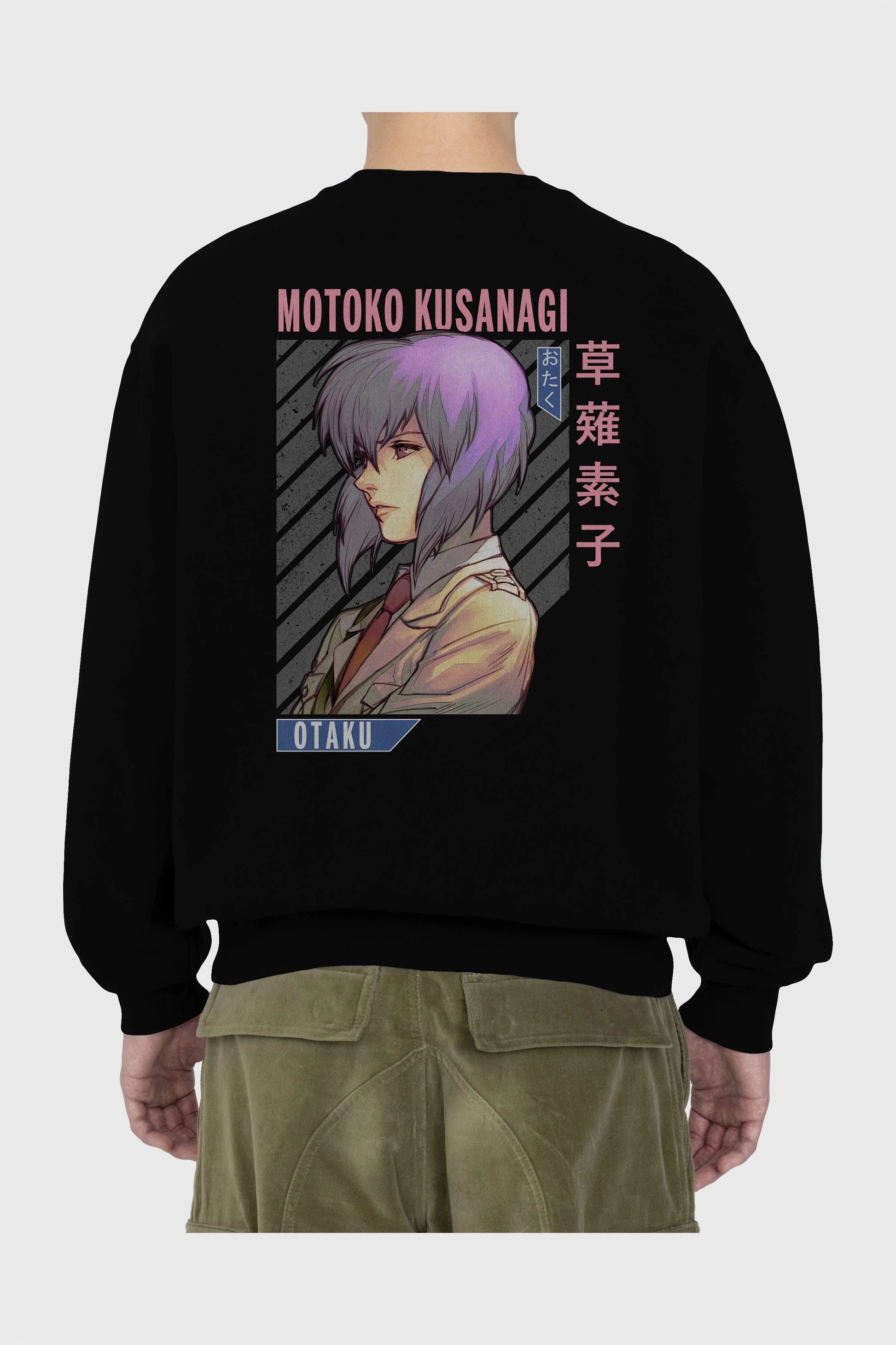 Motoko Kusanagi 4 Anime Arka Baskılı Oversize Sweatshirt Erkek Kadın Unisex