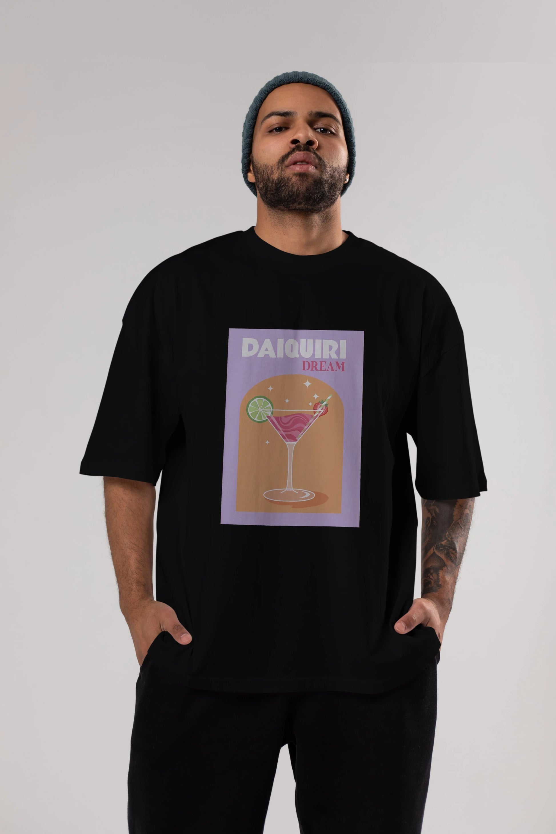 Daiquiri Dream Ön Baskılı Oversize t-shirt Erkek Kadın Unisex %100 Pamuk Bisiklet Yaka tişort