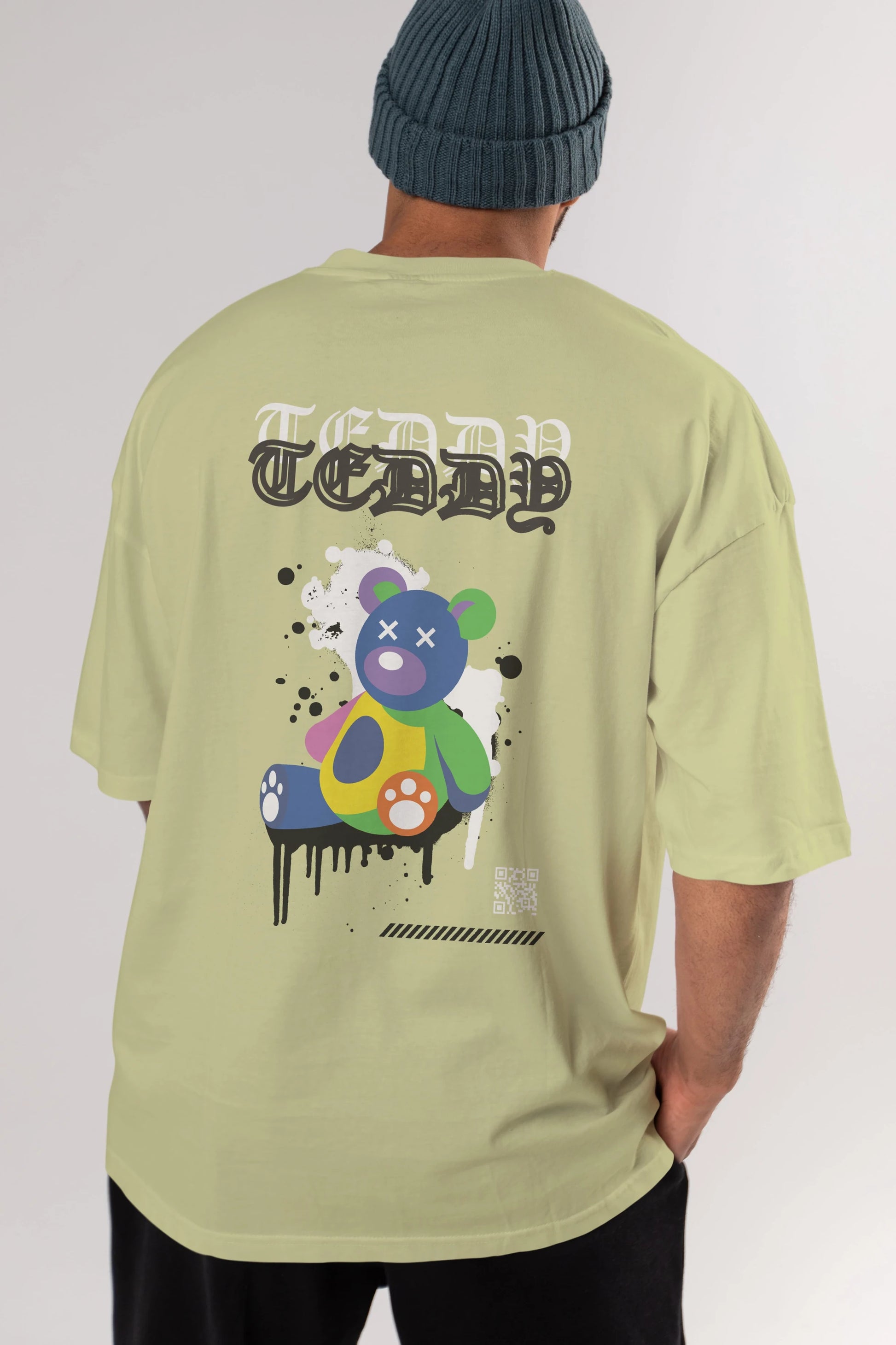 Teddy Bear Arka Baskılı Oversize t-shirt Erkek Kadın Unisex