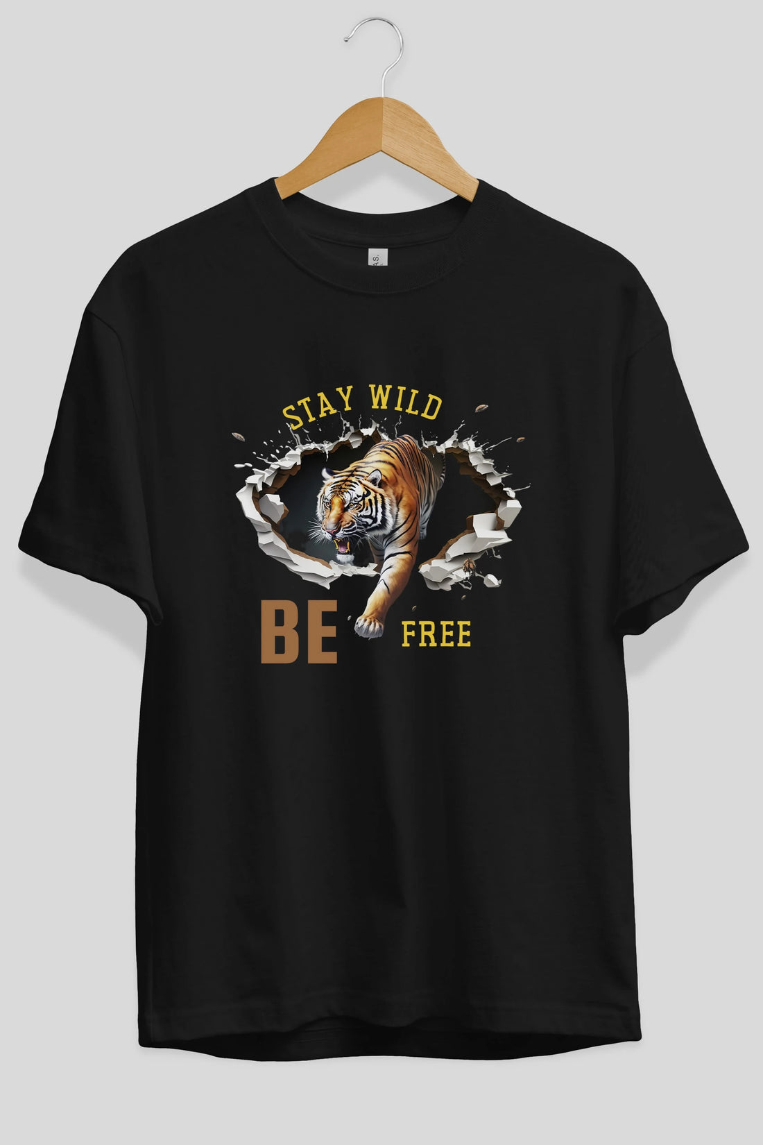Stay Wild Be Free Yazılı Ön Baskılı Oversize t-shirt Erkek Kadın Unisex