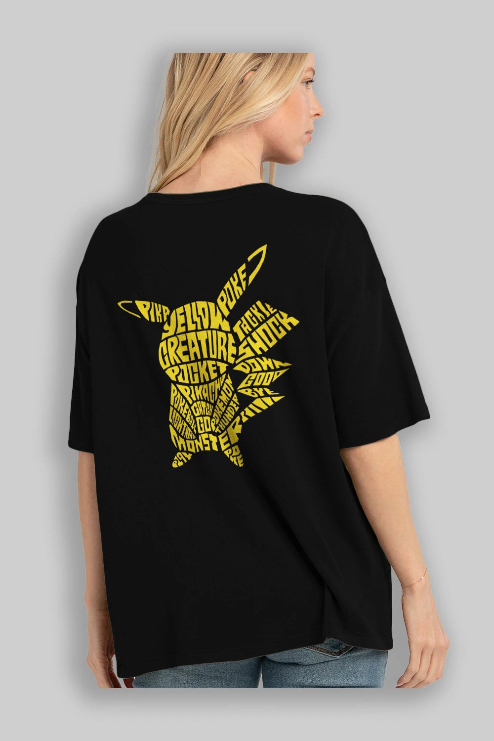 Pocket Monster Arka Baskılı Oversize t-shirt %100 pamuk Erkek Kadın Unisex