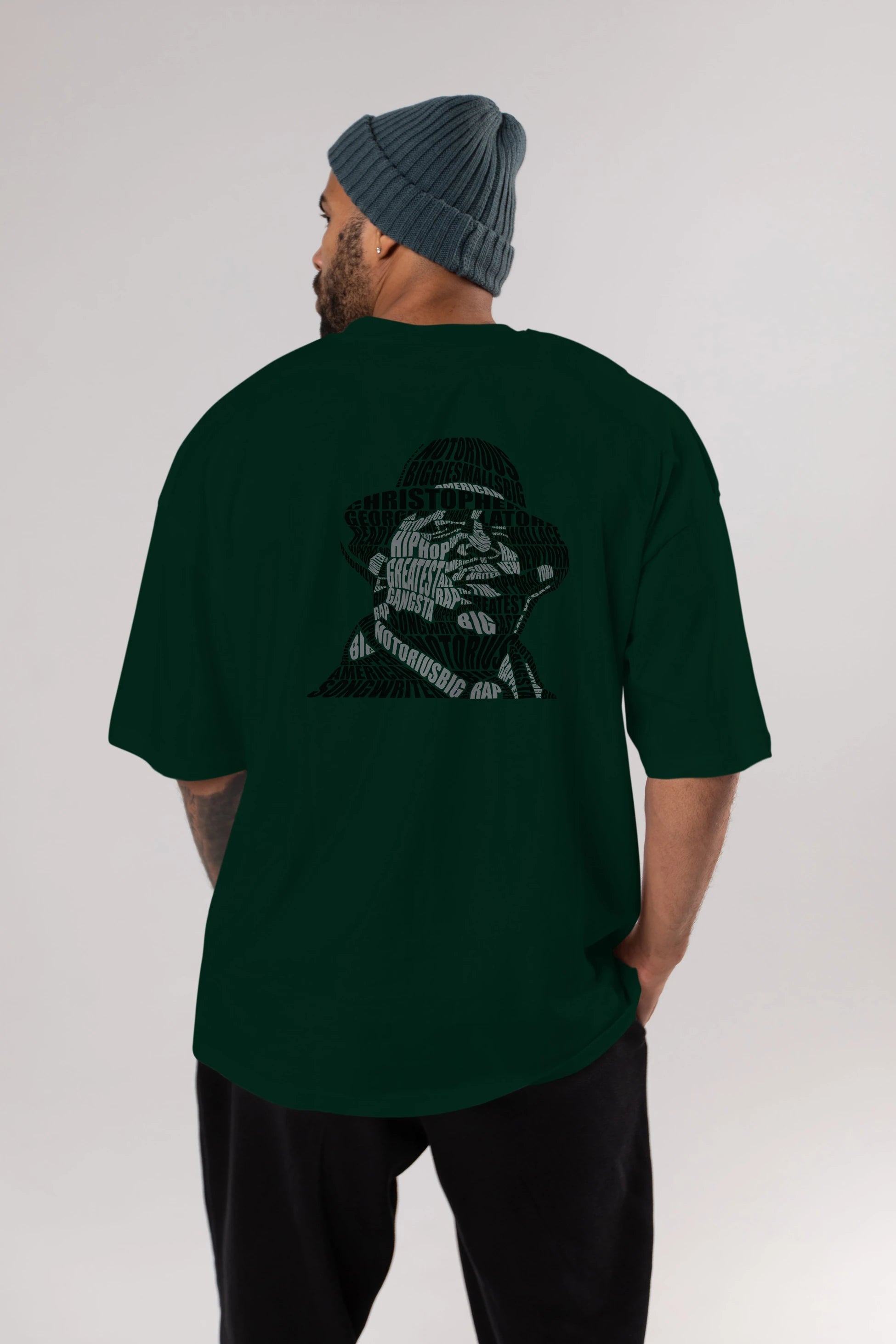 Notorious Big Calligram Arka Baskılı Oversize t-shirt %100 pamuk Erkek Kadın Unisex