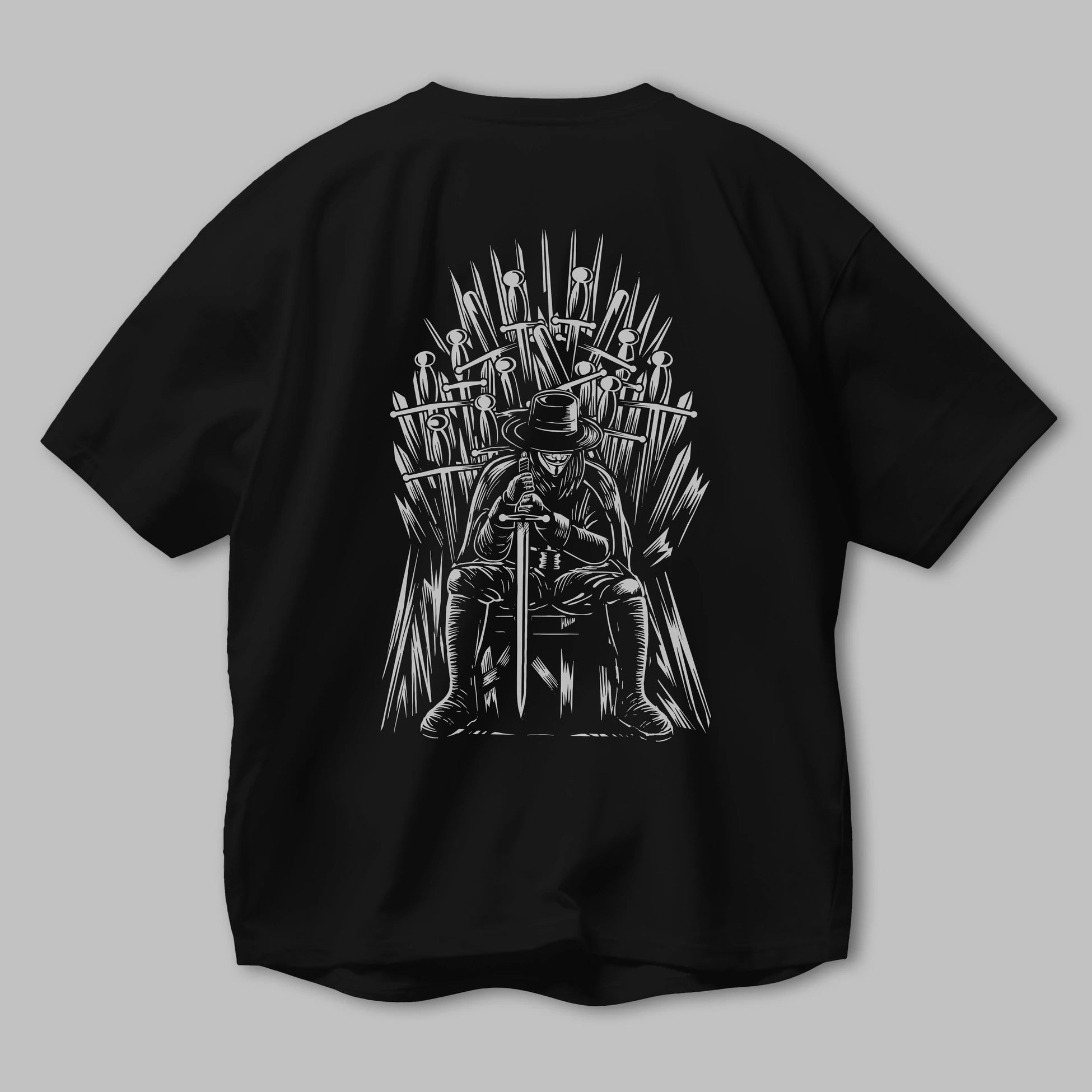 The Thrones Of Vendetta Arka Baskılı Oversize t-shirt Erkek Kadın Unisex %100 Pamuk