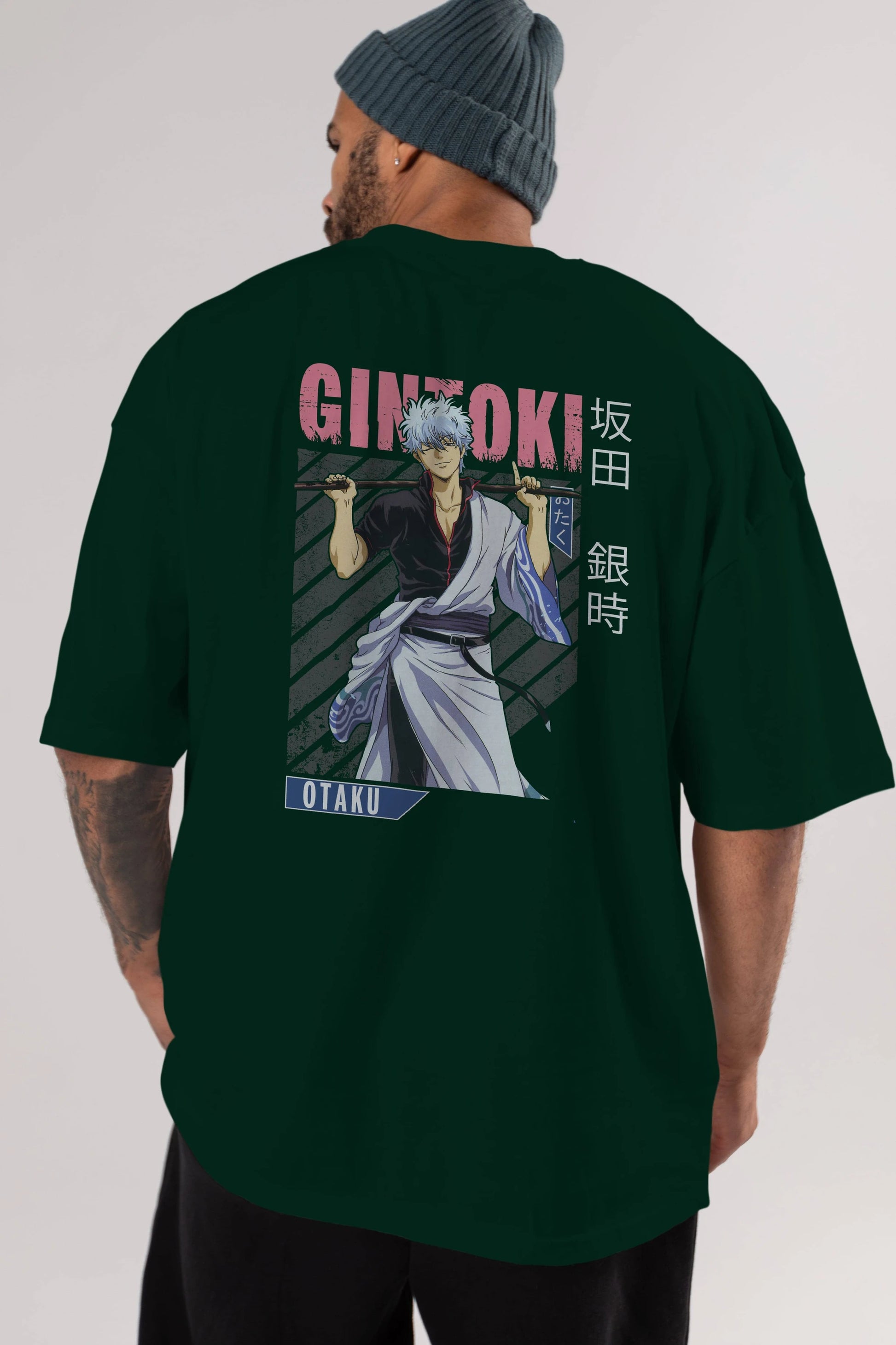 Gintoki Sakata GINTAMA 3 Anime Arka Baskılı Oversize t-shirt Erkek Kadın Unisex