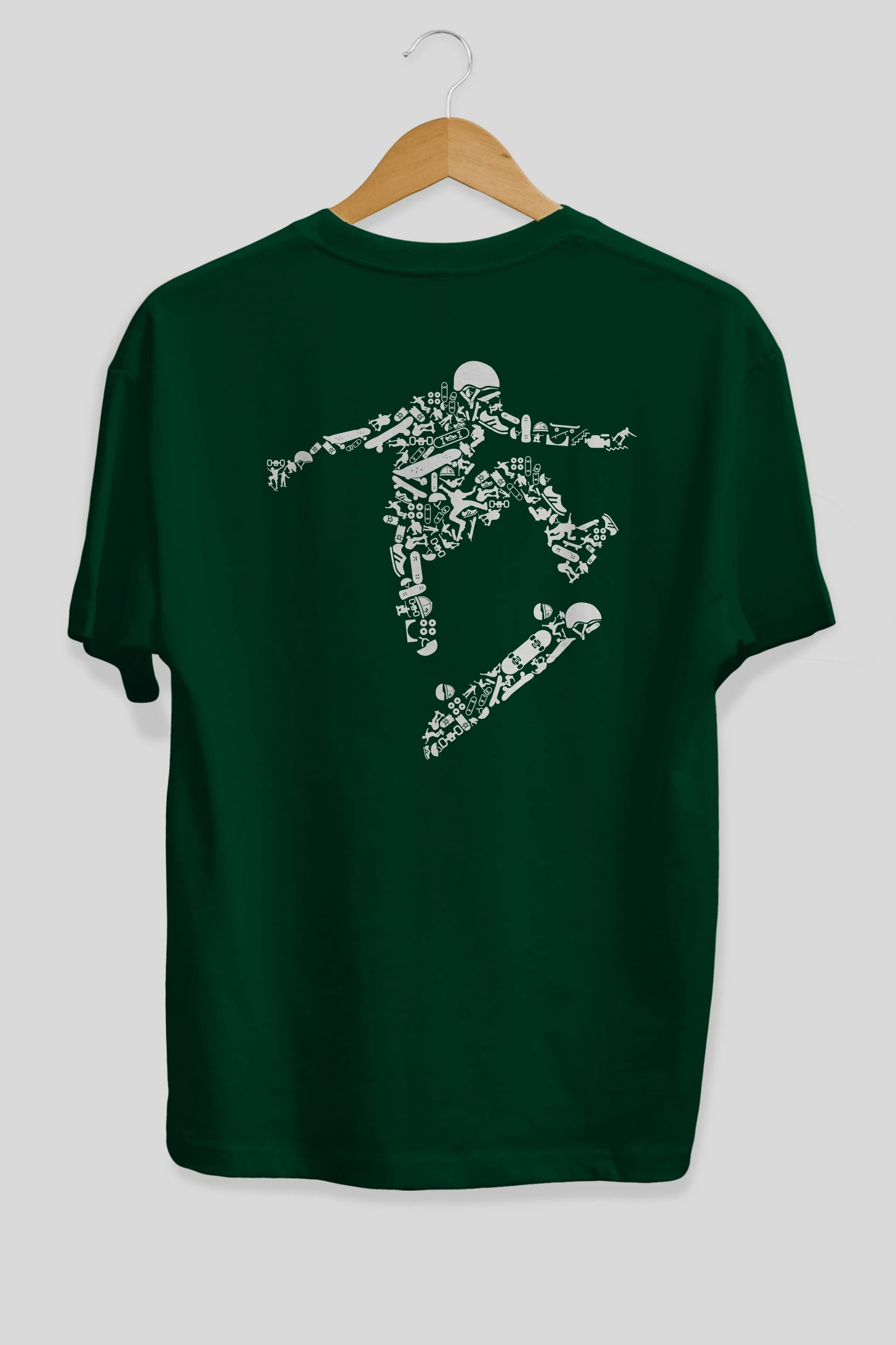 Skater Arka Baskılı Oversize t-shirt %100 pamuk Erkek Kadın Unisex