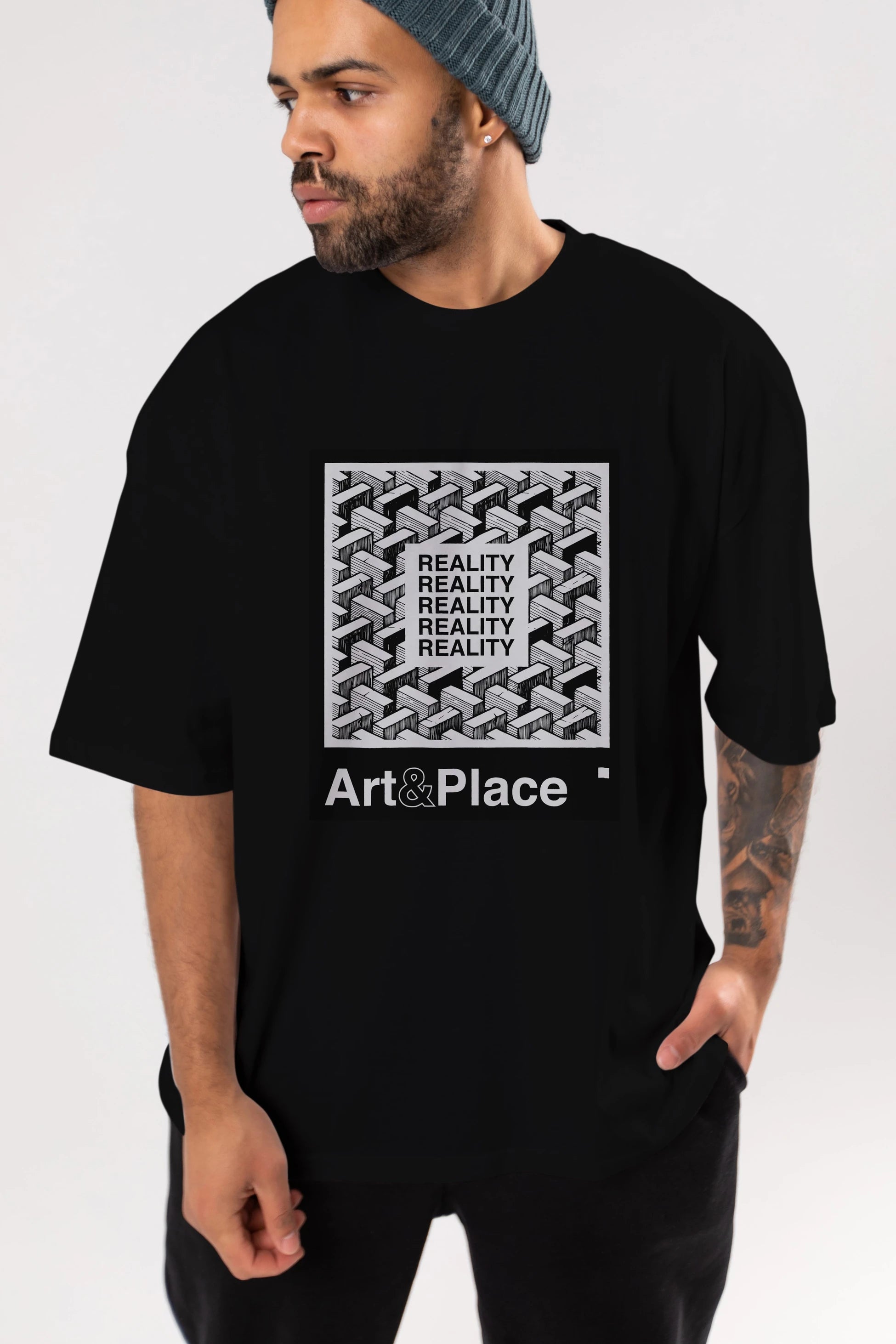 Reality Ön Baskılı Oversize t-shirt Erkek Kadın Unisex