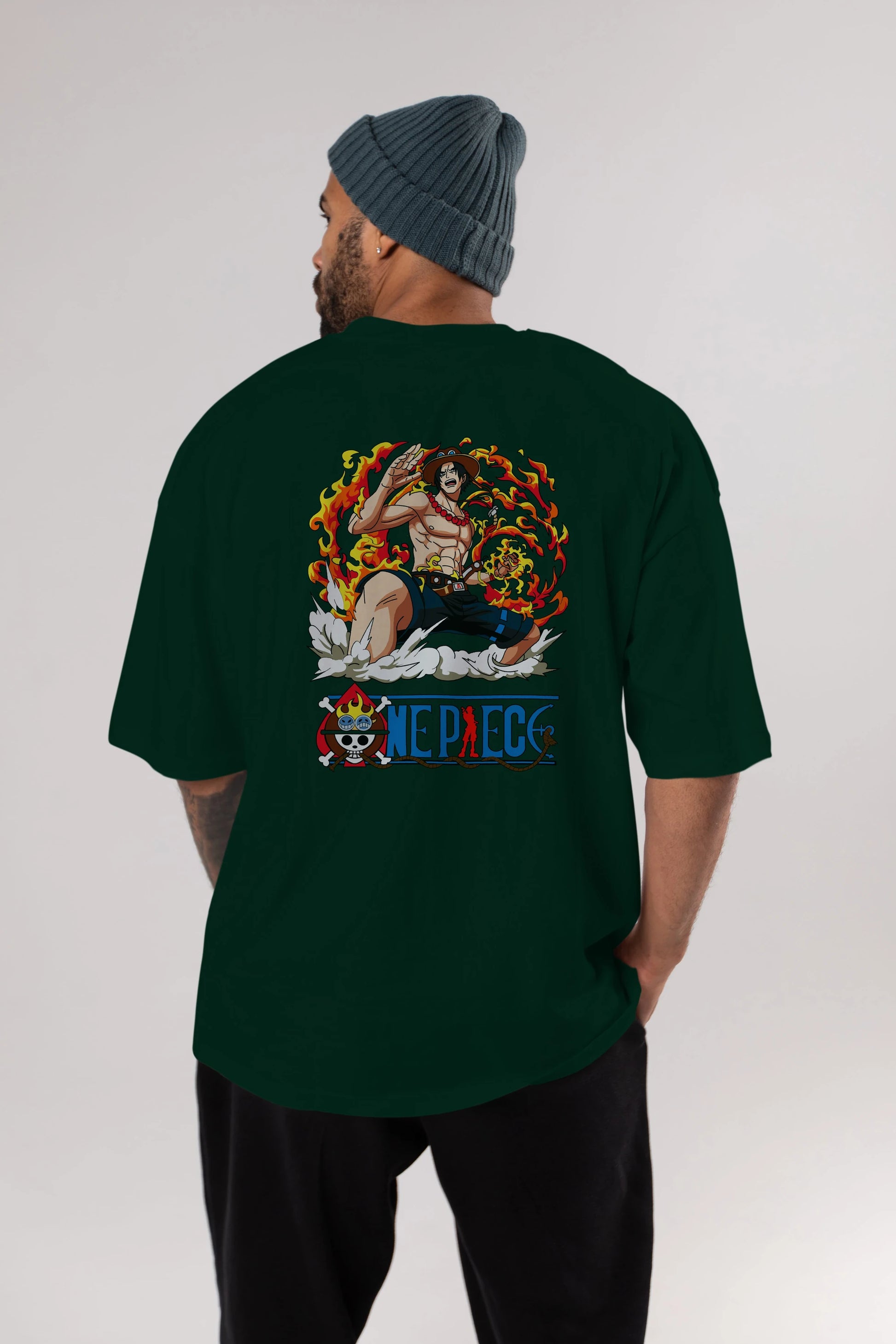 One Piece Anime Arka Baskılı Oversize t-shirt Erkek Kadın Unisex %100 pamuk tişort