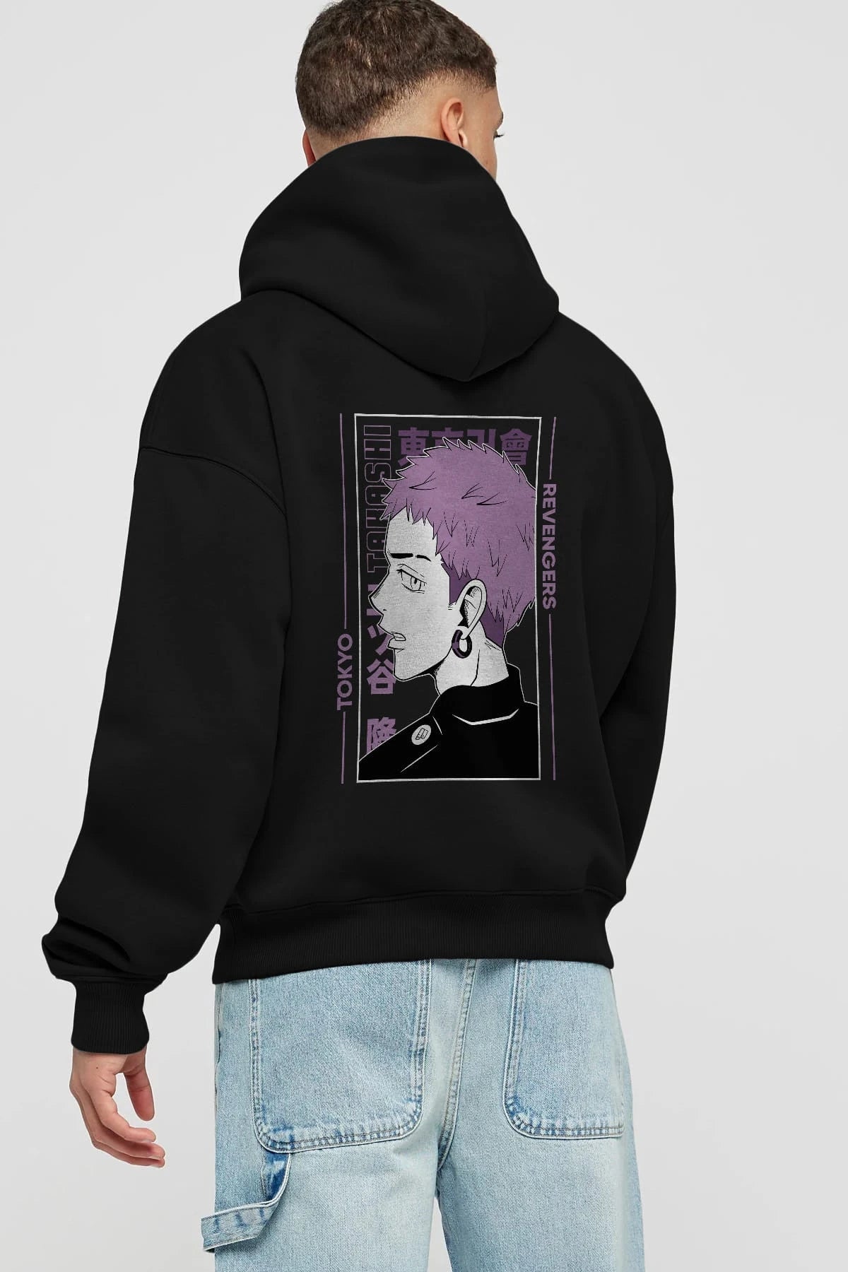 Takashi Mitsuya Anime Arka Baskılı Hoodie Oversize Kapüşonlu Sweatshirt Erkek Kadın Unisex