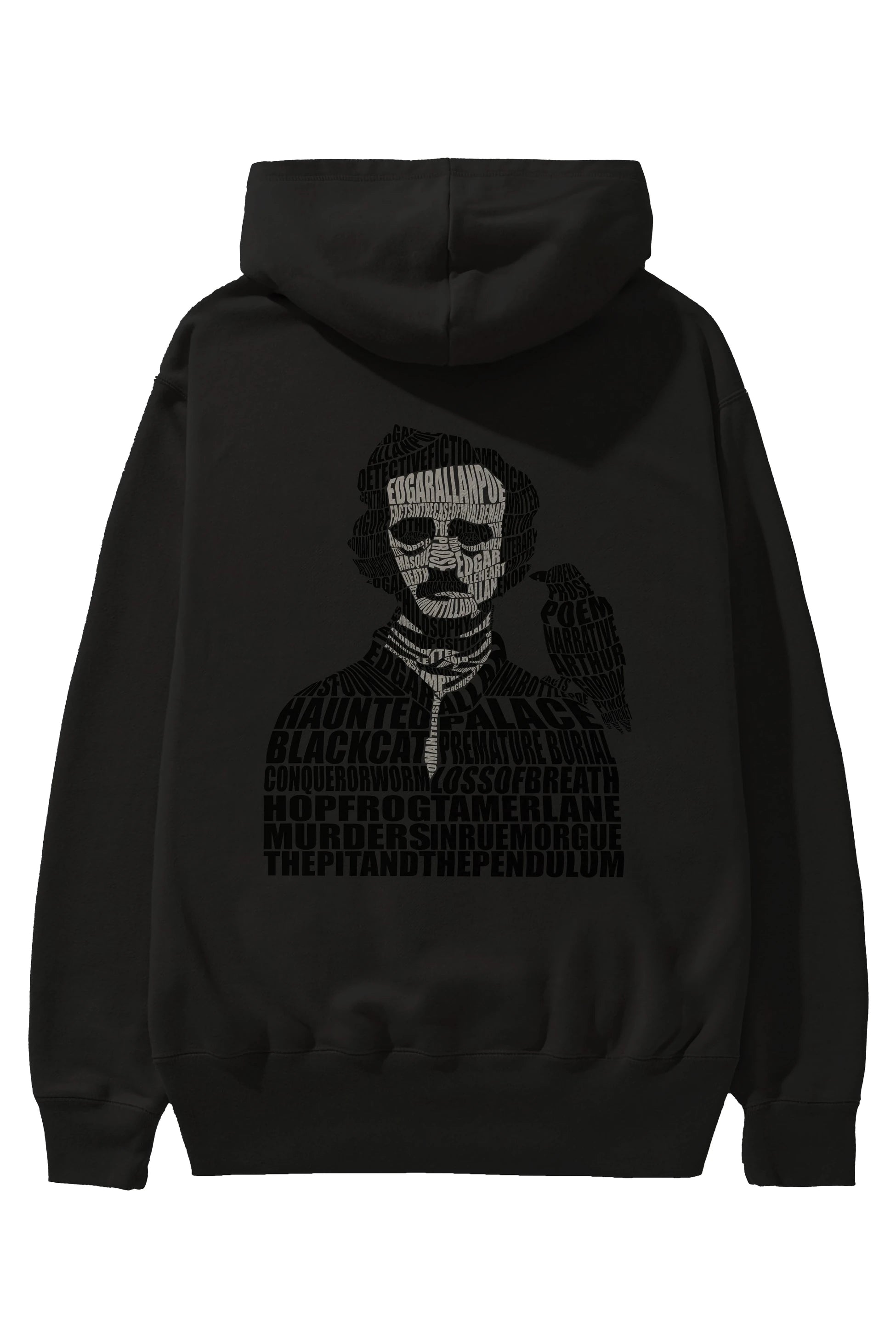 Edgar Alan Poe Calligram Arka Baskılı Hoodie Oversize Kapüşonlu Sweatshirt Erkek Kadın Unisex