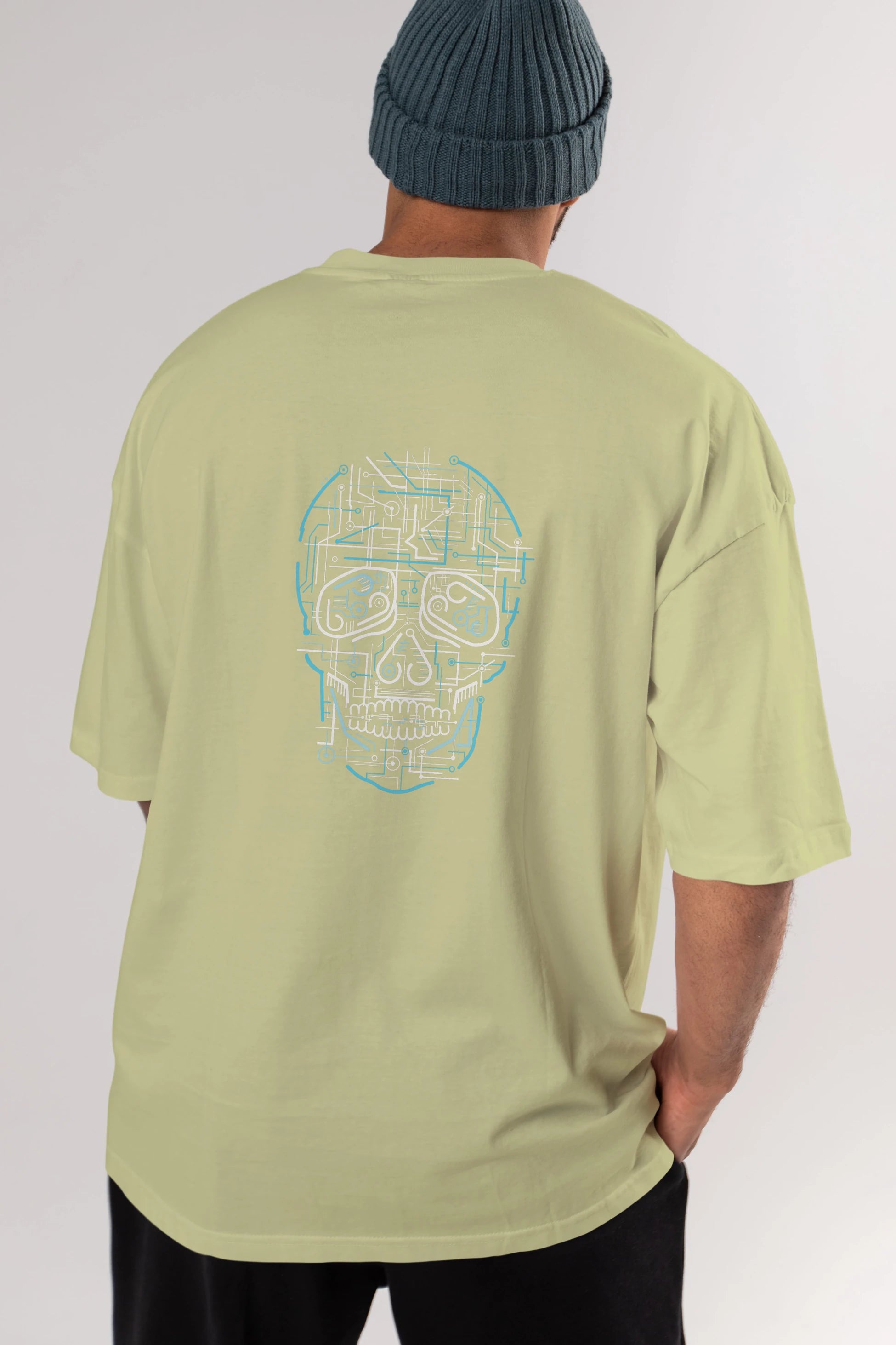 Electric Skull Arka Baskılı Oversize t-shirt %100 pamuk Erkek Kadın Unisex