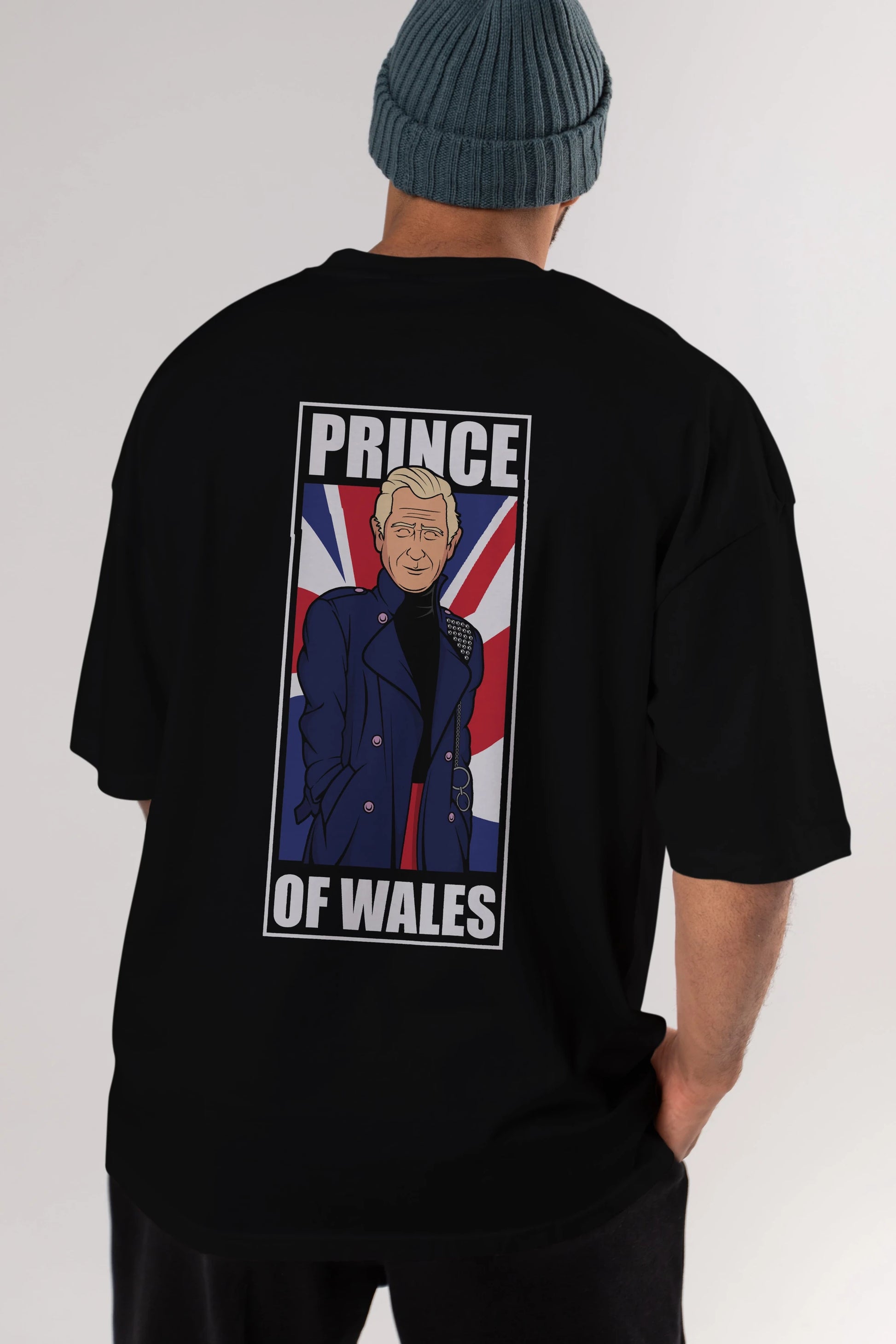Prince Charles Arka Baskılı Oversize t-shirt Erkek Kadın Unisex %100 Pamuk tişort