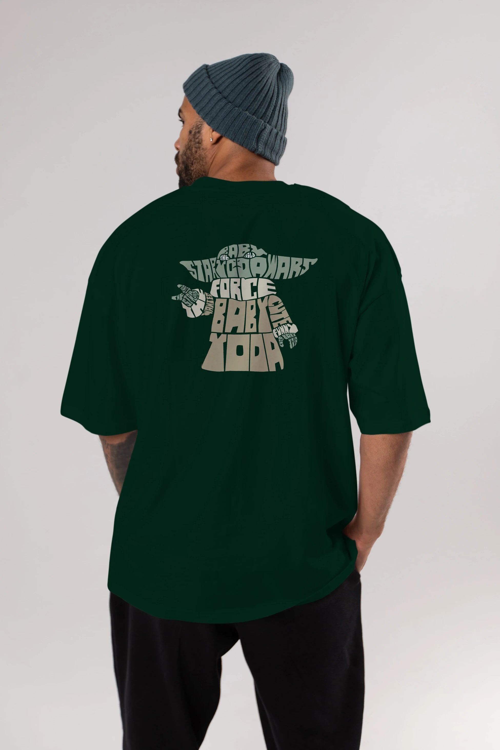 Baby Yoda Arka Baskılı Oversize t-shirt %100 pamuk Erkek Kadın Unisex