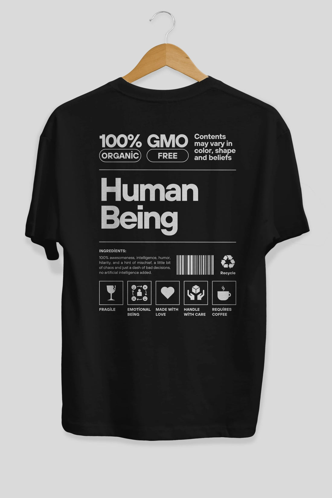 Human Being Arka Baskılı Oversize t-shirt Erkek Kadın Unisex