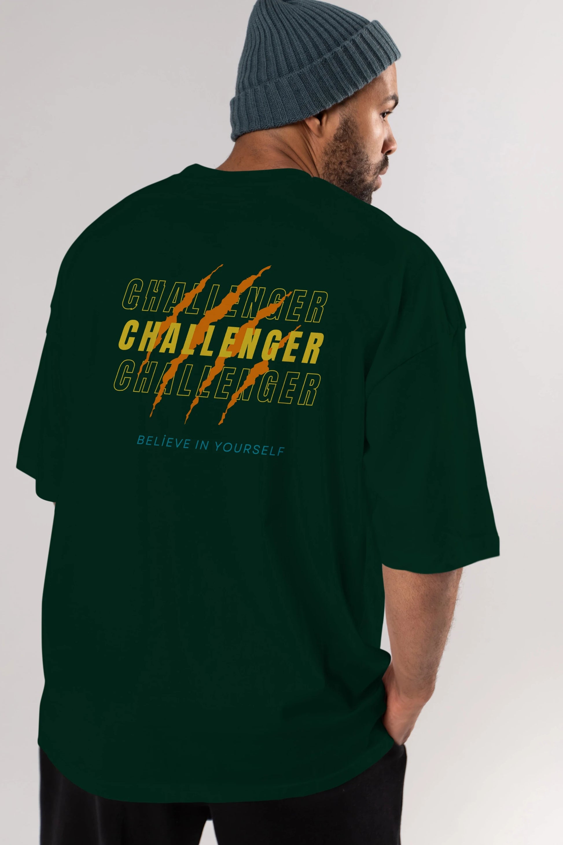 Challenger Yazılı Arka Baskılı Oversize t-shirt Erkek Kadın Unisex