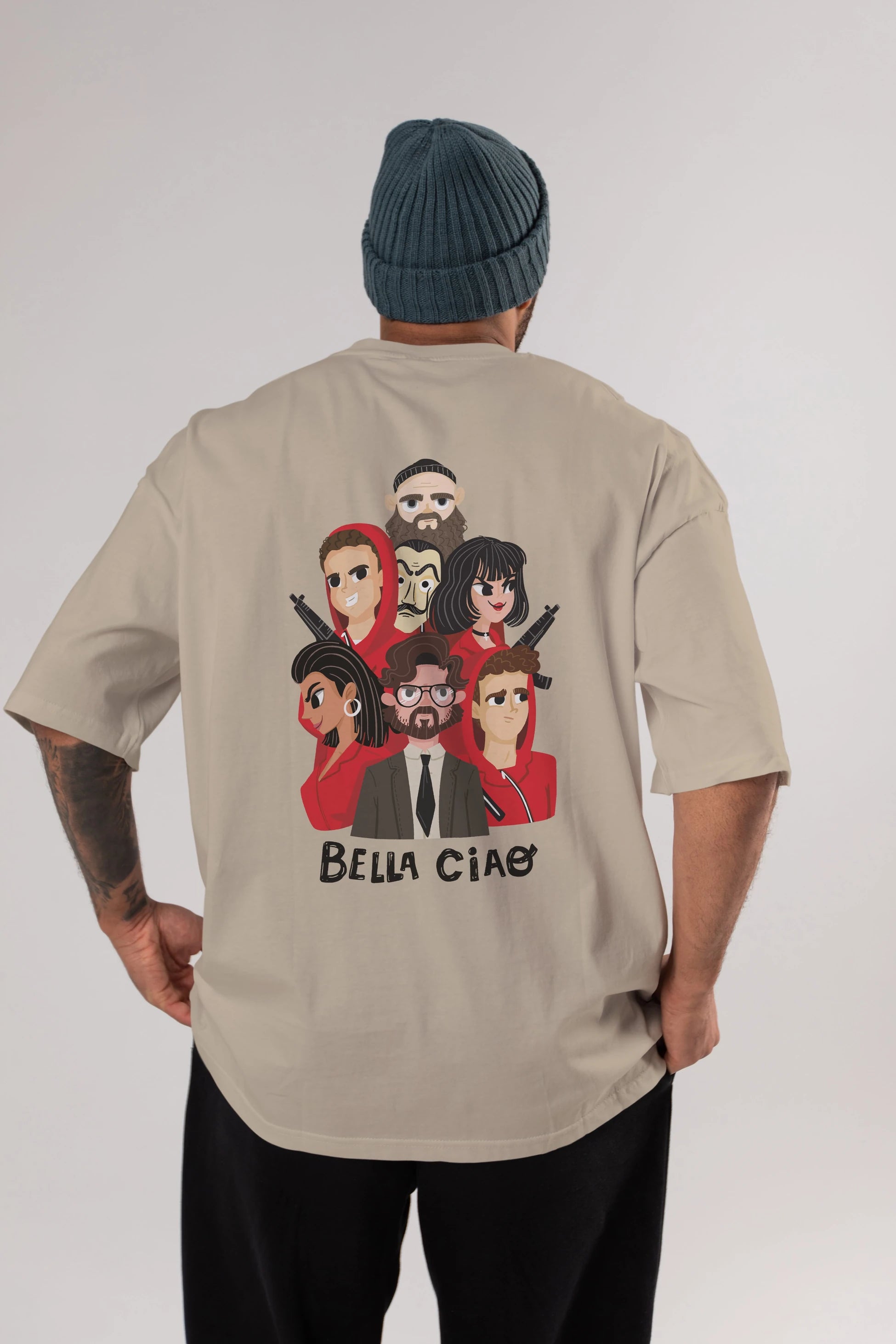 La Casa De Papel (13) Arka Baskılı Oversize t-shirt Erkek Kadın Unisex %100 Pamuk Bisiklet Yaka tişort