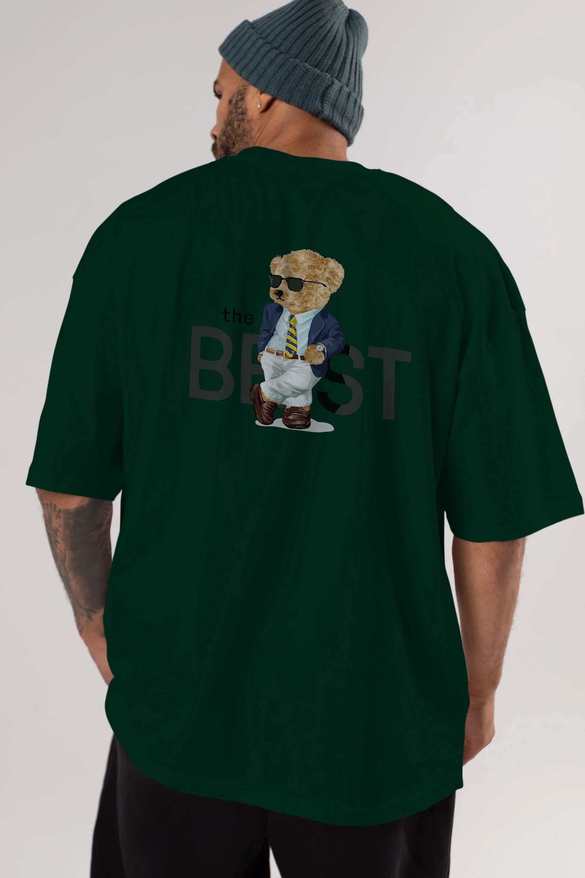 Teddy Bear The Best Arka Baskılı Oversize t-shirt Erkek Kadın Unisex %100 Pamuk