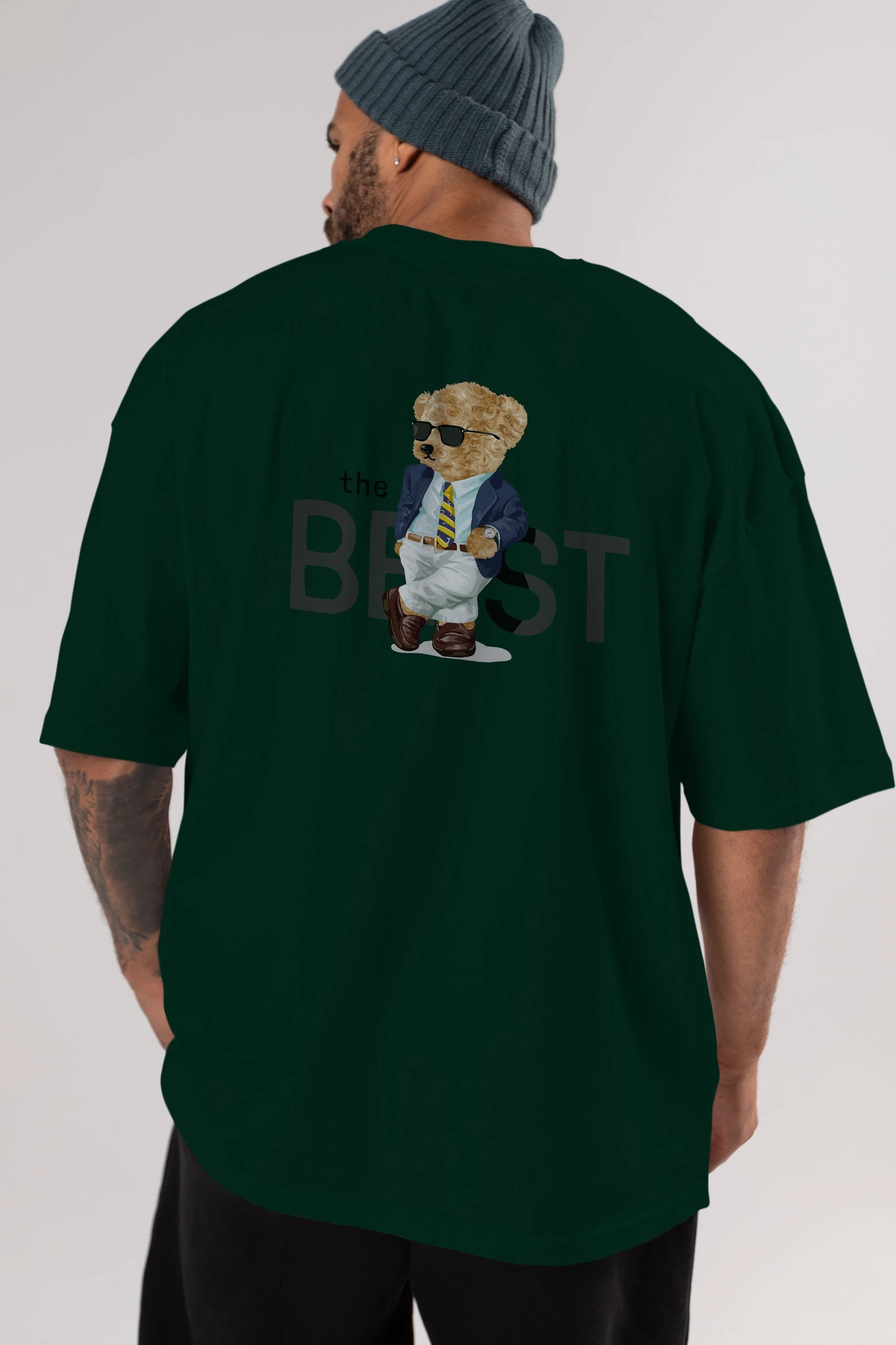 Teddy Bear The Best Arka Baskılı Oversize t-shirt Erkek Kadın Unisex %100 Pamuk