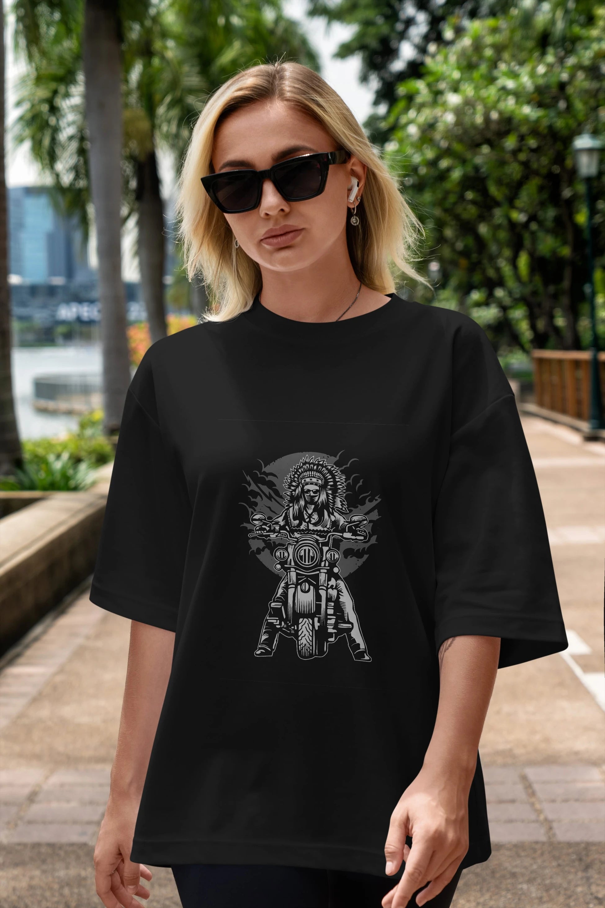 Indian Chief Motorcycle Ön Baskılı Oversize t-shirt Erkek Kadın Unisex %100 Pamuk tişort