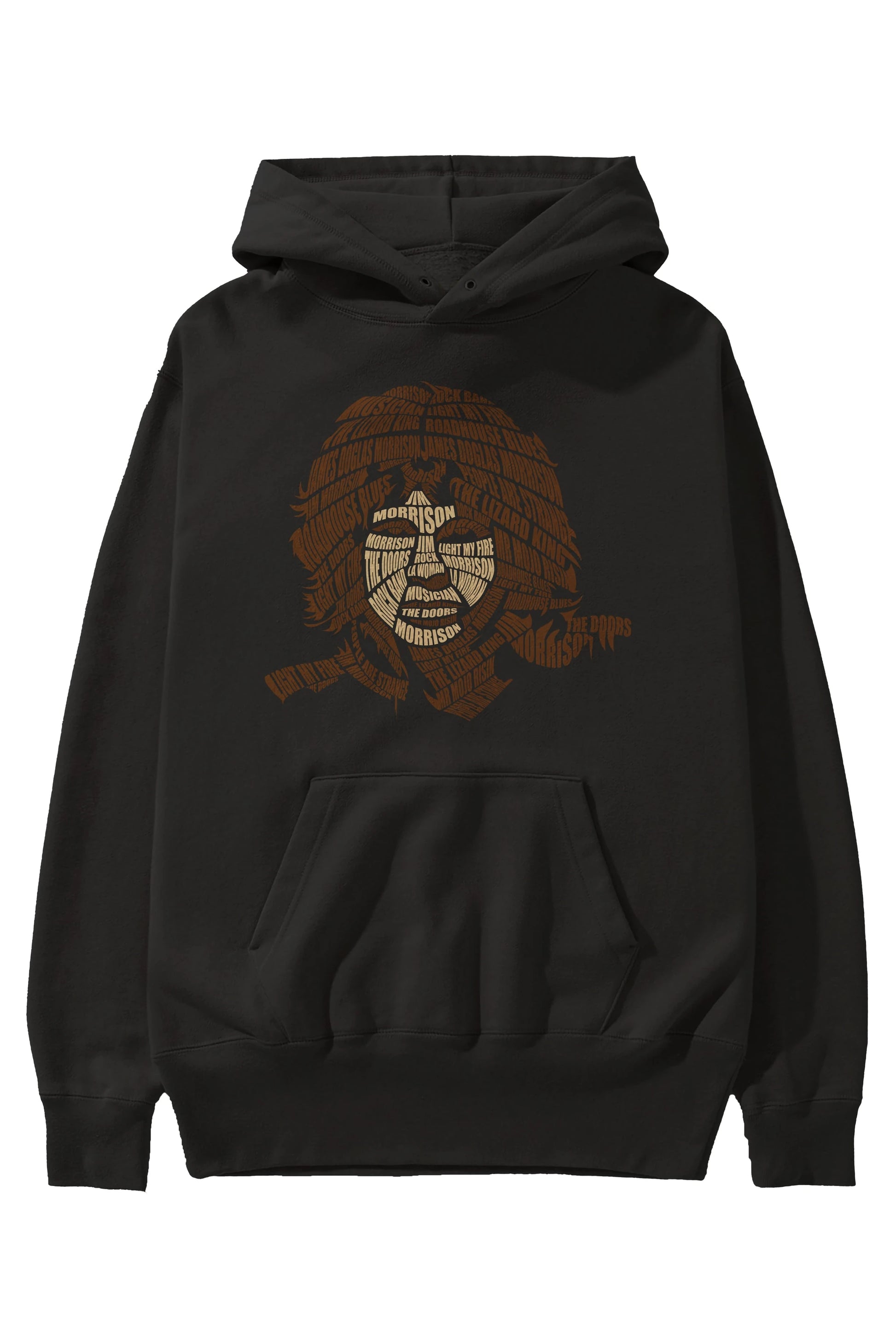 Jim Morrison Calligram Ön Baskılı Hoodie Oversize Kapüşonlu Sweatshirt Erkek Kadın Unisex