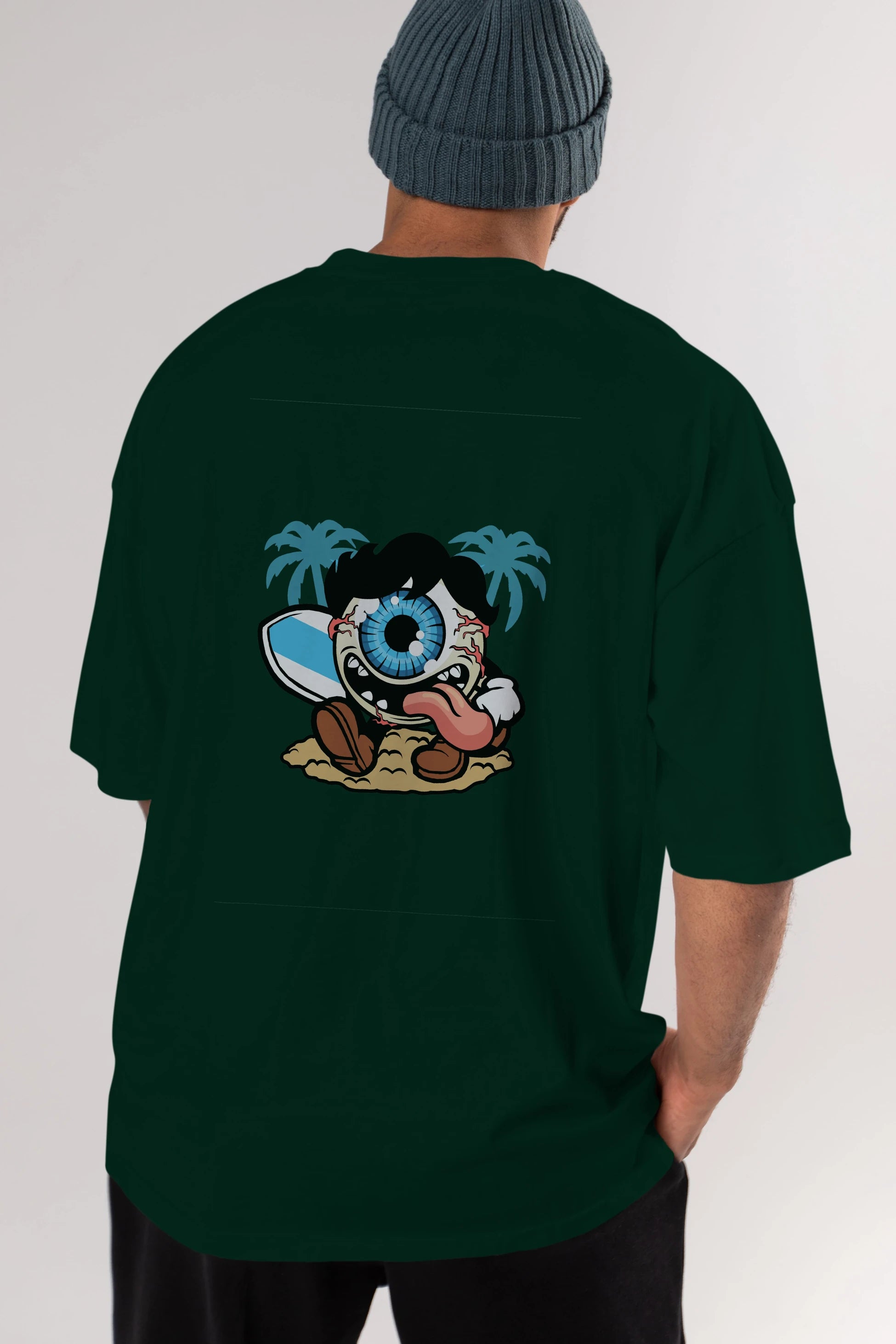Eye Ball Surfer Arka Baskılı Oversize t-shirt Erkek Kadın Unisex %100 Pamuk tişort
