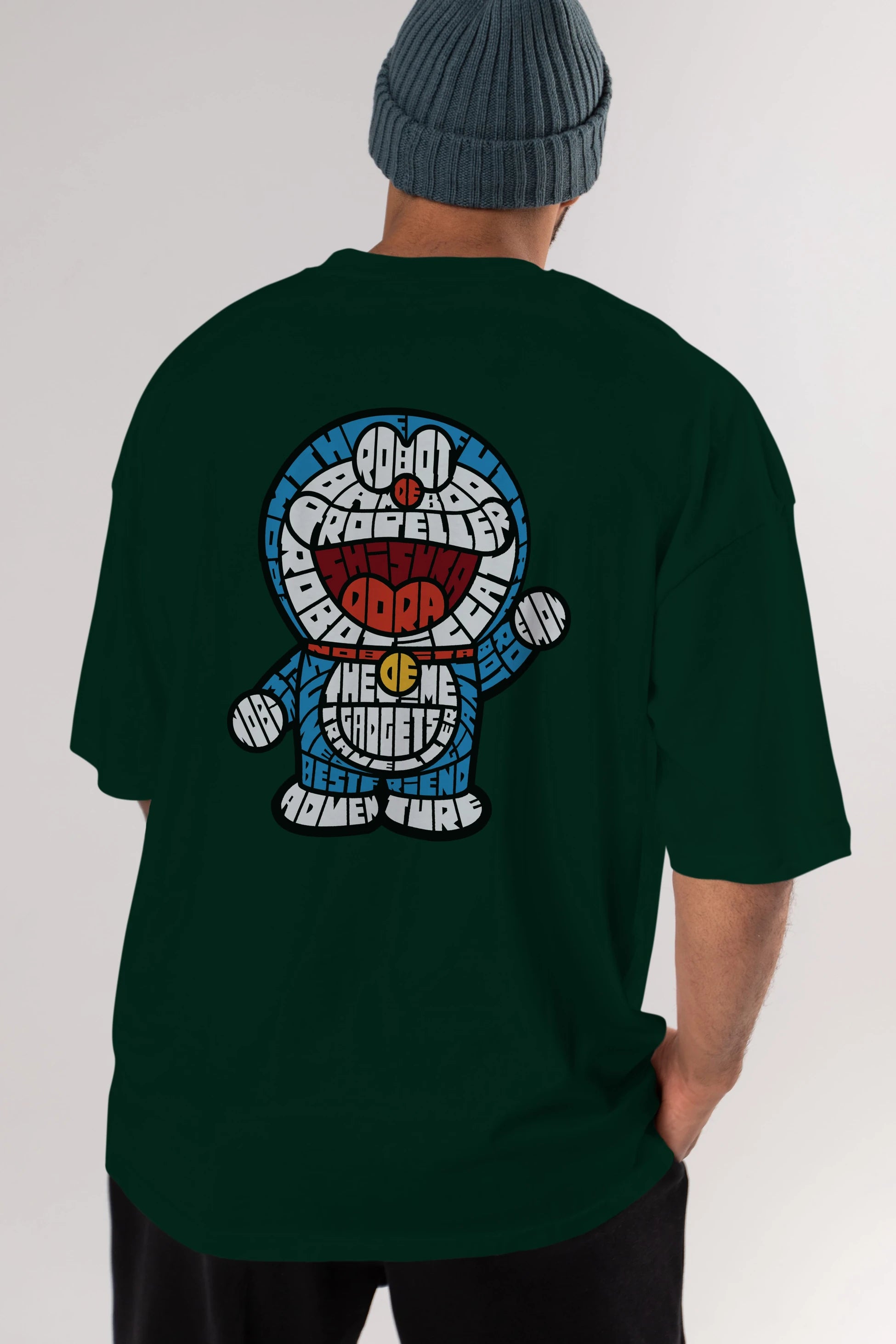 Robotic cat Arka Baskılı Oversize t-shirt %100 pamuk Erkek Kadın Unisex