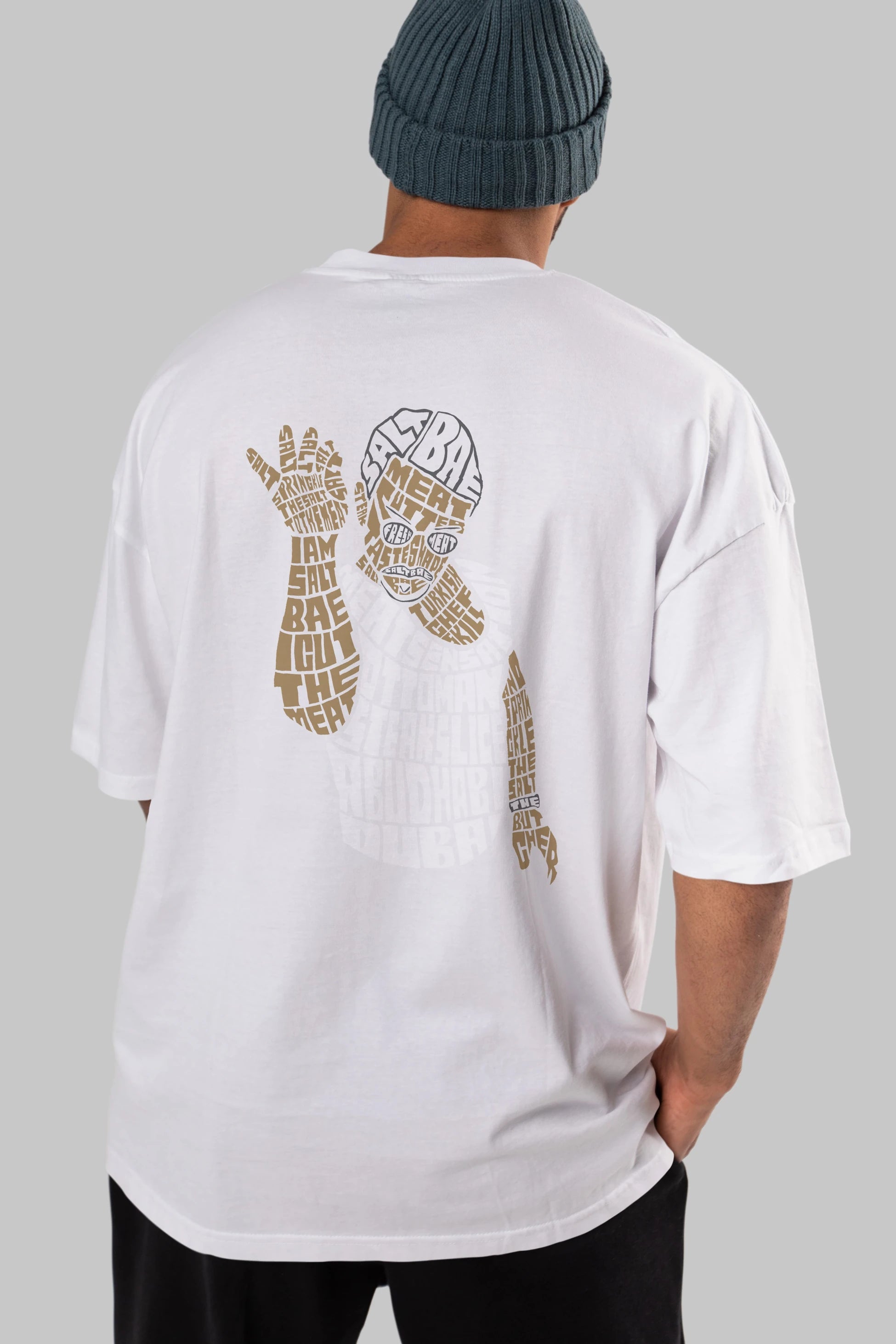 Salt Bae Arka Baskılı Oversize t-shirt %100 pamuk Erkek Kadın Unisex
