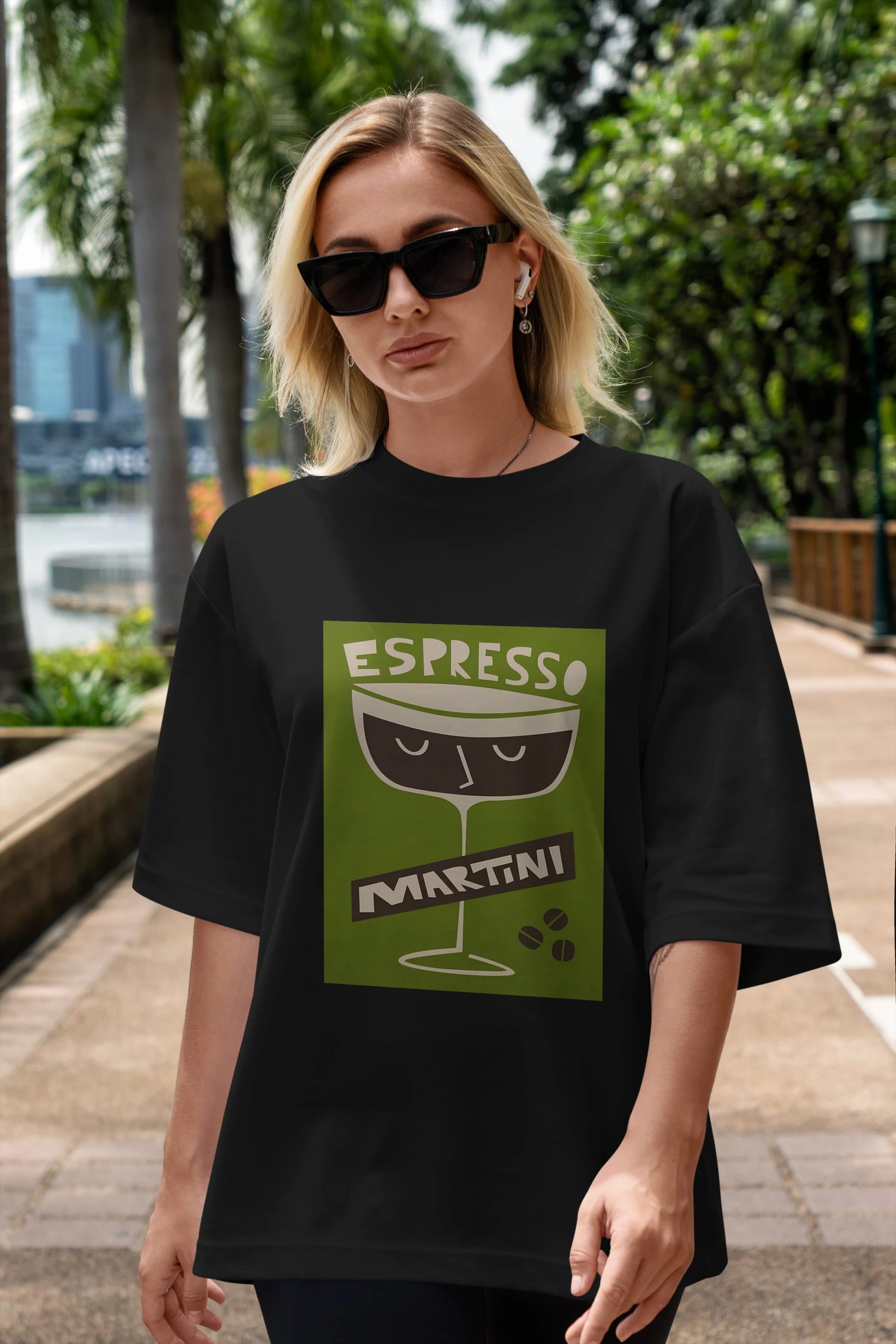 Espresso Martini 2 Ön Baskılı Oversize t-shirt Erkek Kadın Unisex %100 Pamuk Bisiklet Yaka tişort