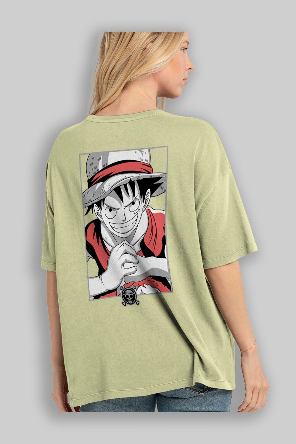 LUFF D. MONKEY OnePiece Anime Arka Baskılı Oversize t-shirt Erkek Kadın Unisex