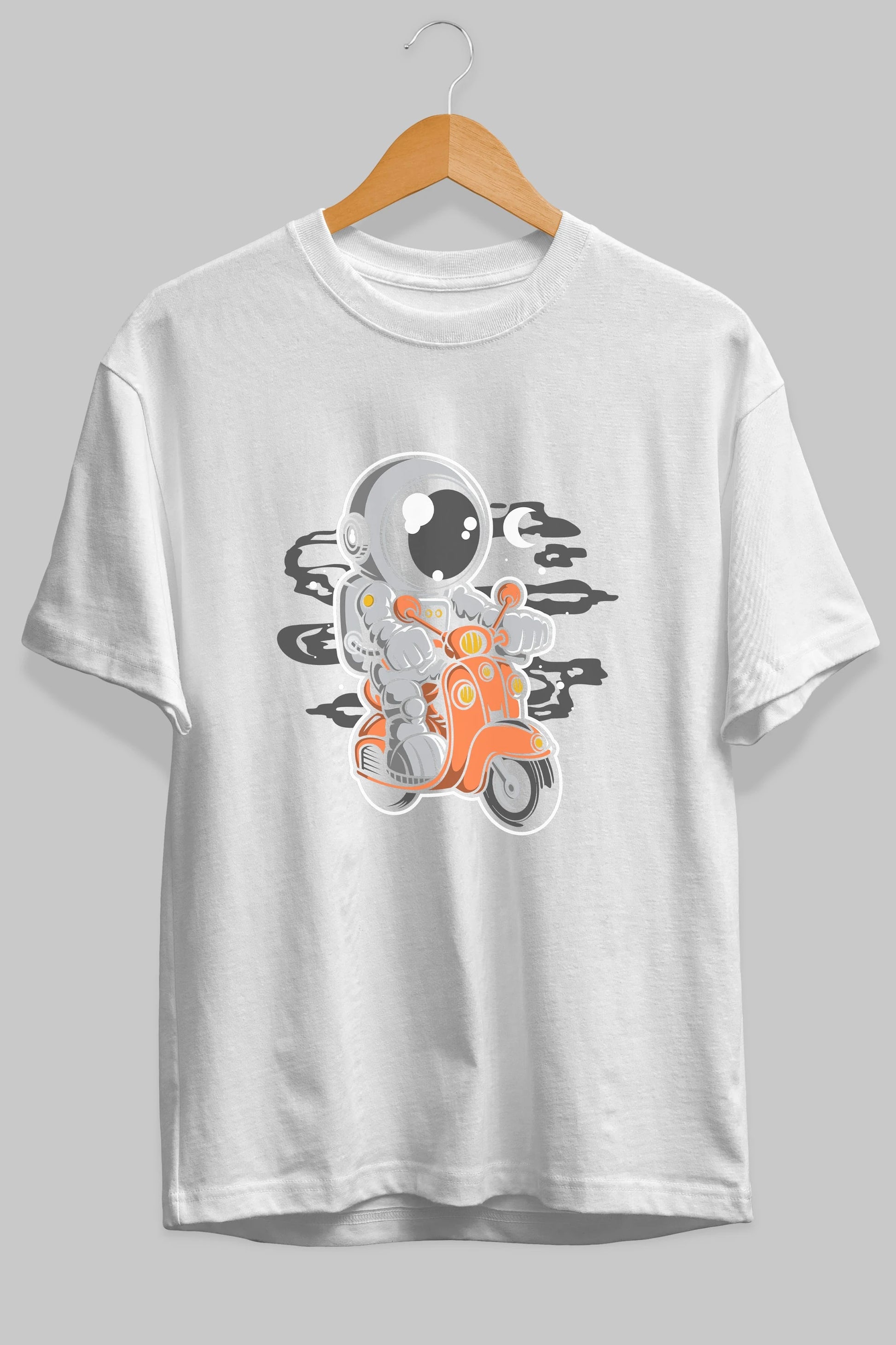 Astronaut Scooter Ön Baskılı Oversize t-shirt Erkek Kadın Unisex