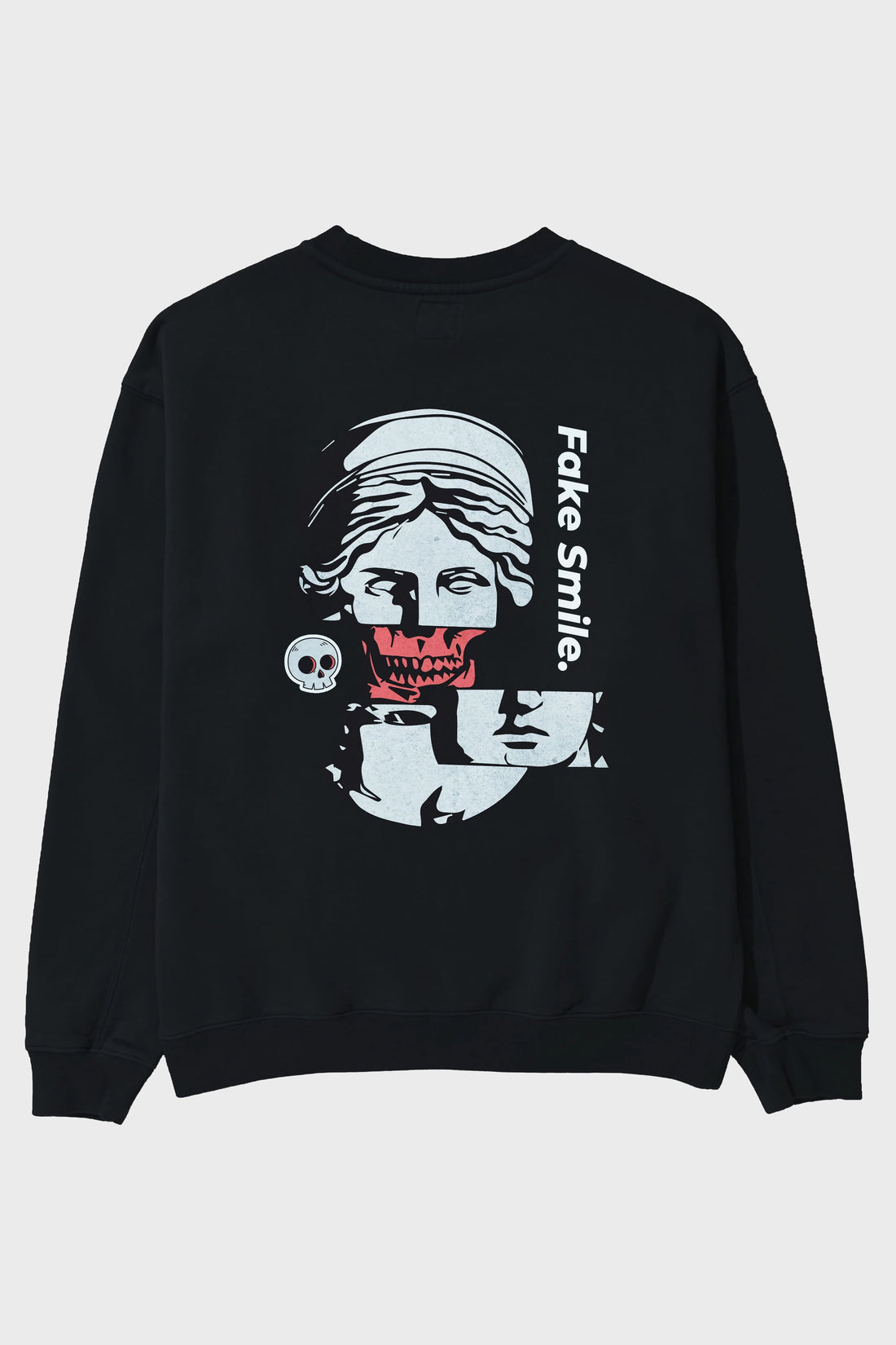 Fake Smile Yazılı Arka Baskılı Oversize Sweatshirt Erkek Kadın Unisex
