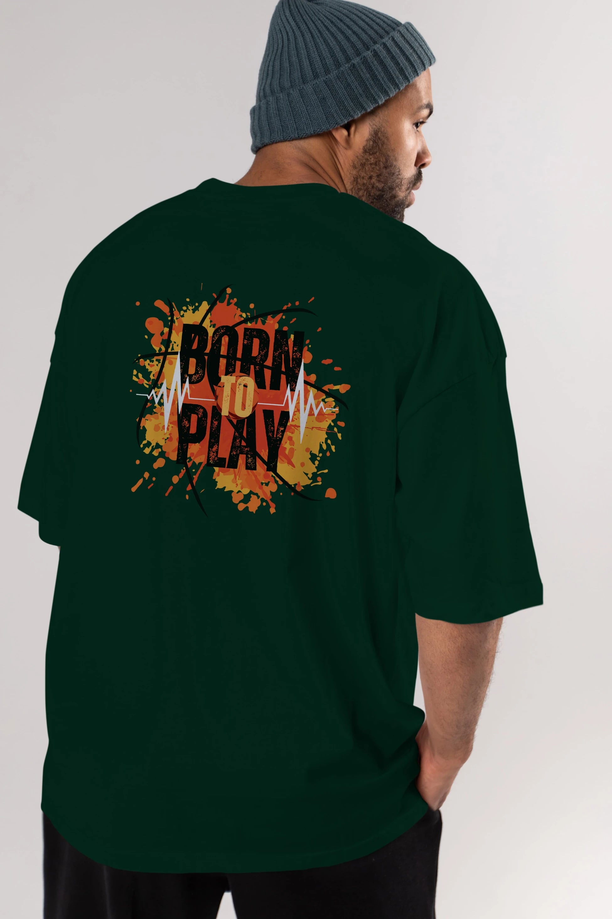 Born to Play Yazılı Arka Baskılı Oversize t-shirt Erkek Kadın Unisex