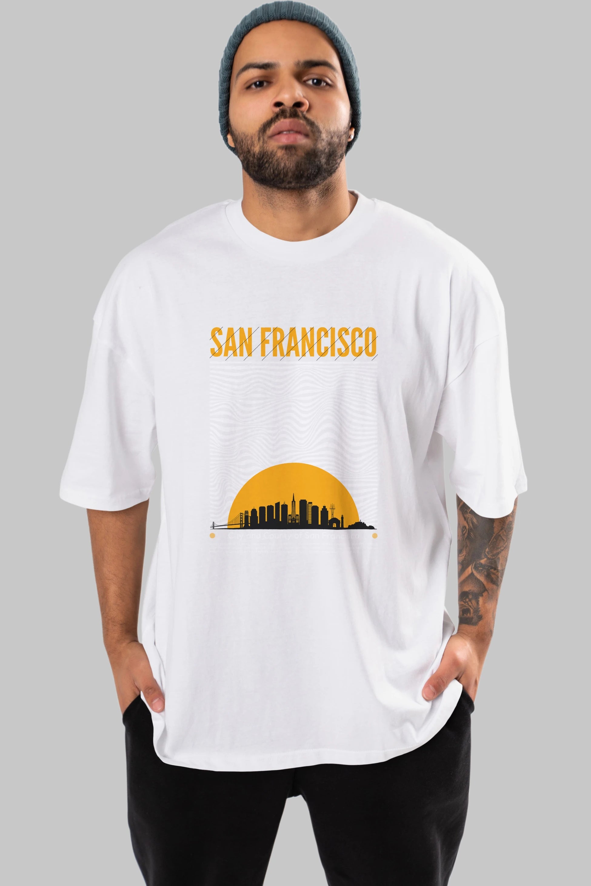 San Francisco Yazılı Ön Baskılı Oversize t-shirt Erkek Kadın Unisex